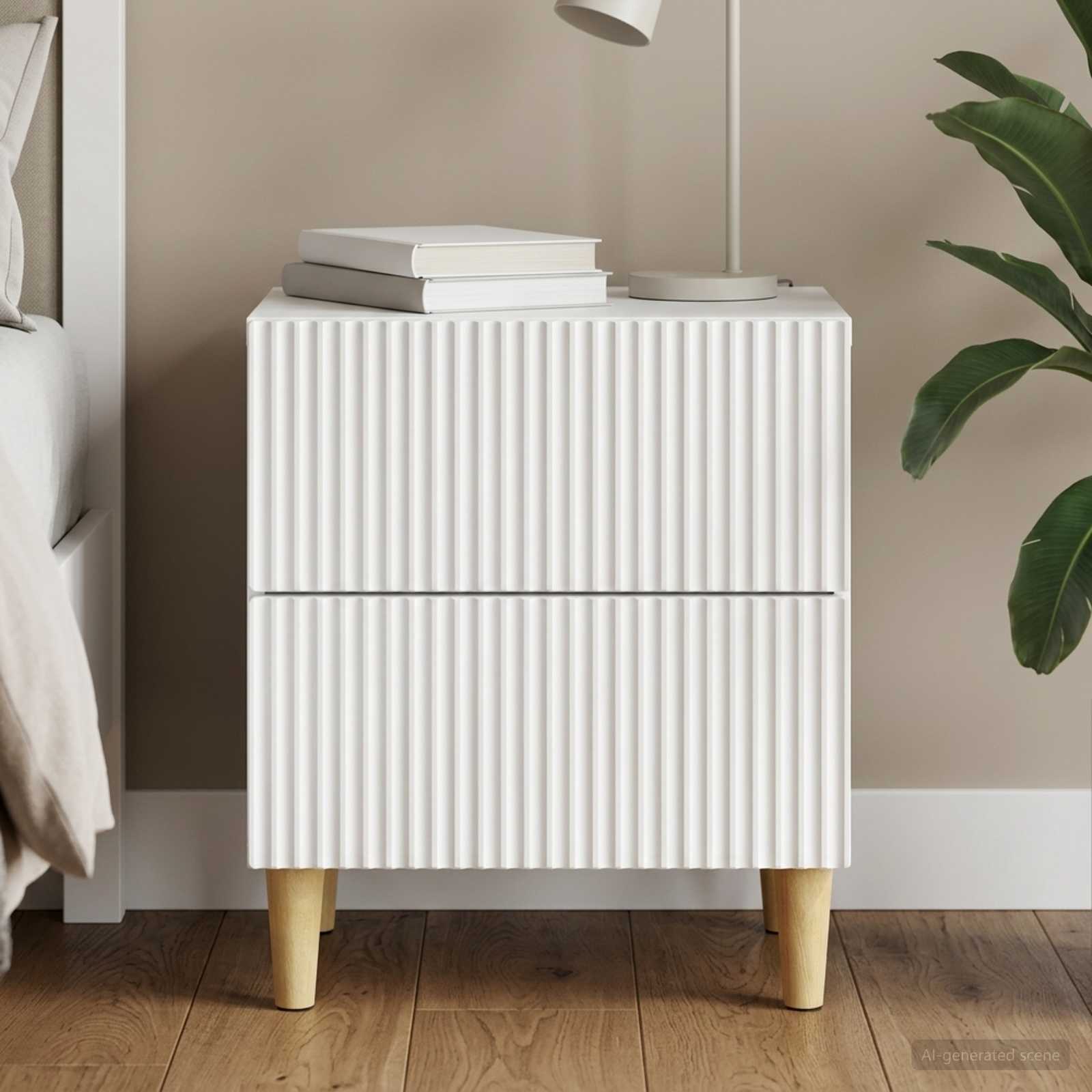 vidaXL Bedside Cabinet White 43 x 34.5 x 48 cm Engineered Wood 1