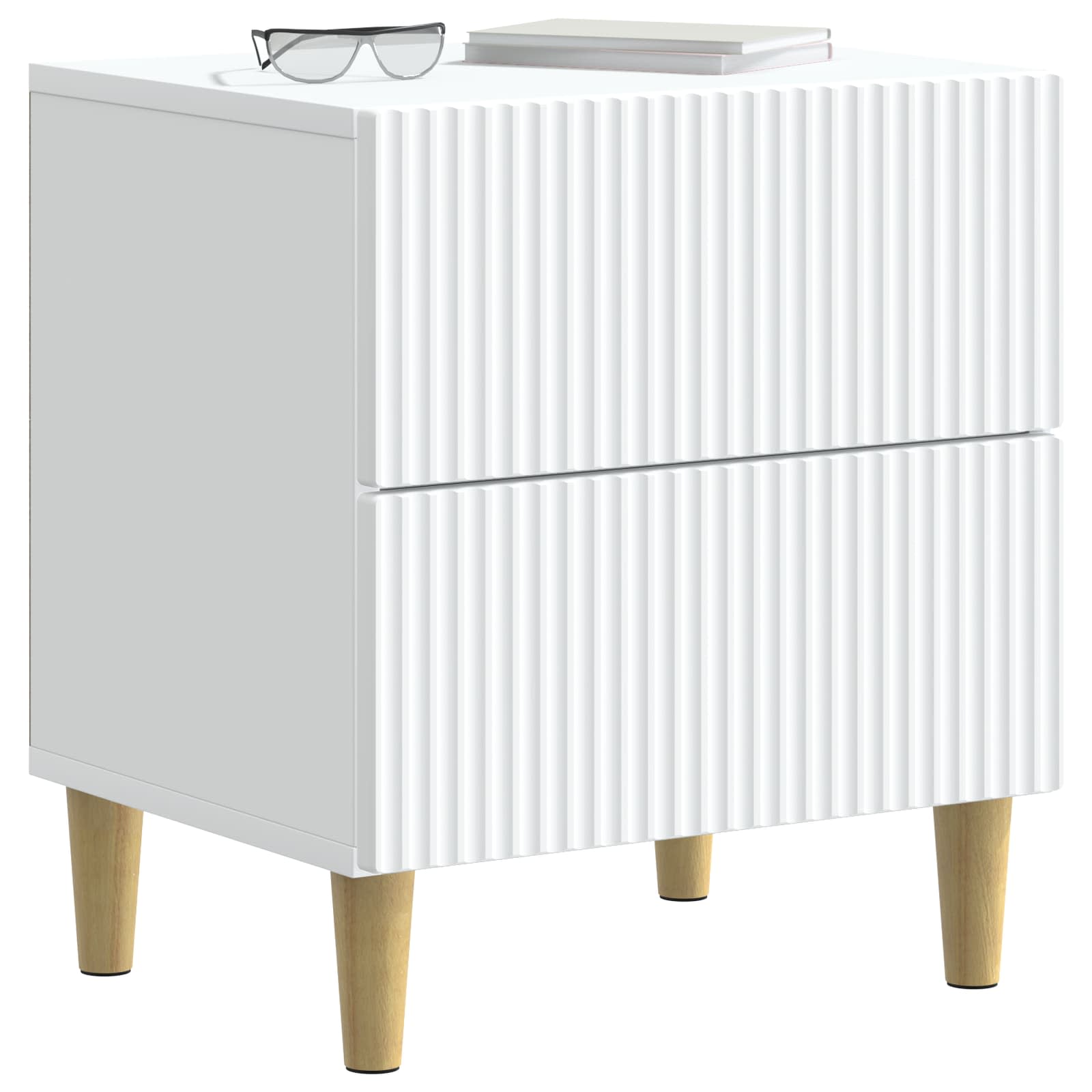vidaXL Bedside Cabinet White 43 x 34.5 x 48 cm Engineered Wood 3