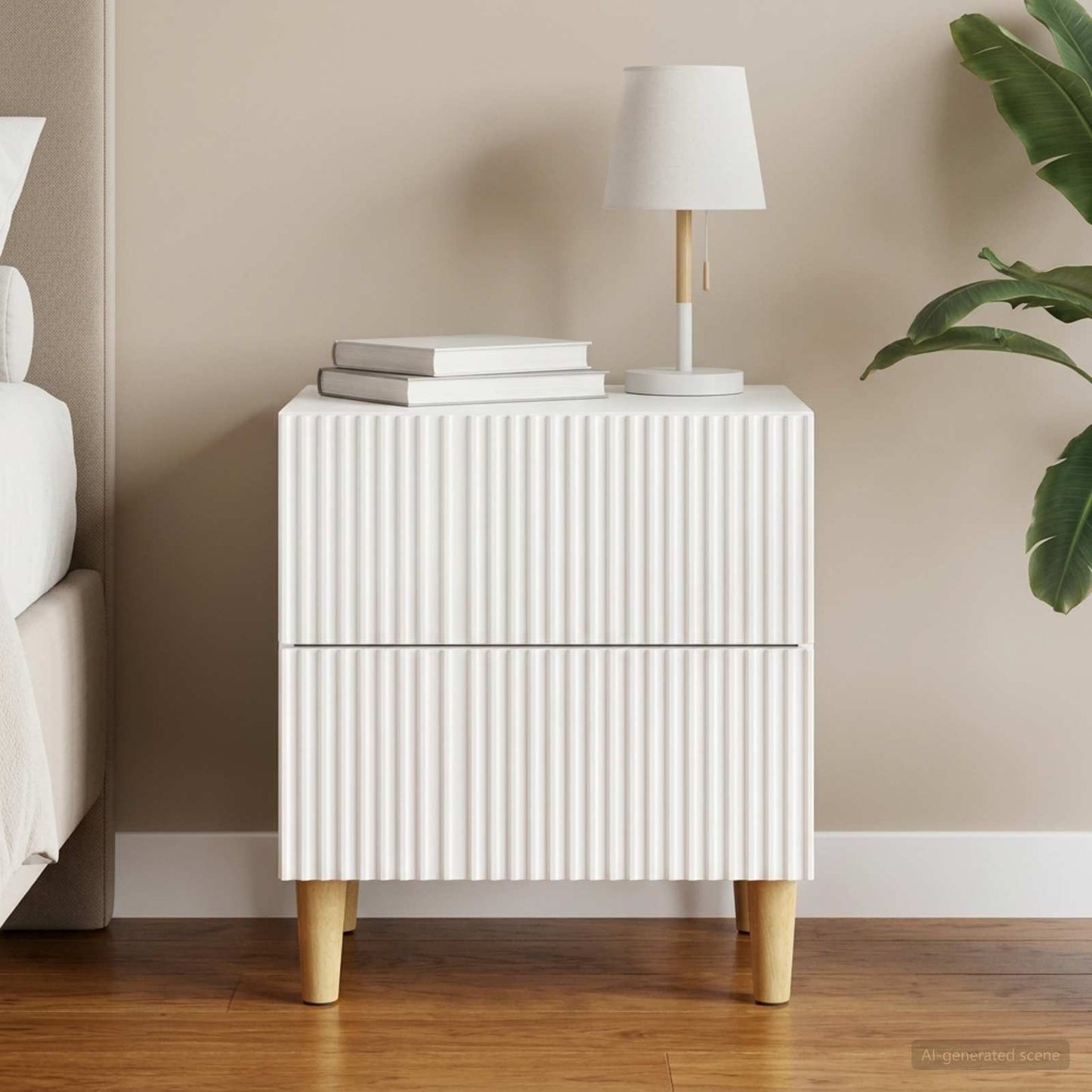 vidaXL Bedside Cabinet High Gloss White 43 x 34.5 x 48 cm 1