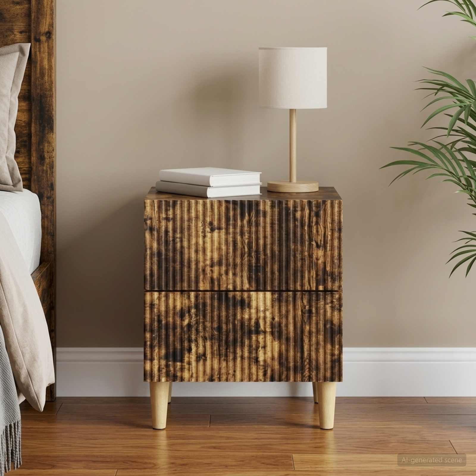 vidaXL Bedside Cabinet Smoked Oak 43 x 34.5 x 48 cm Engineered Wood 1