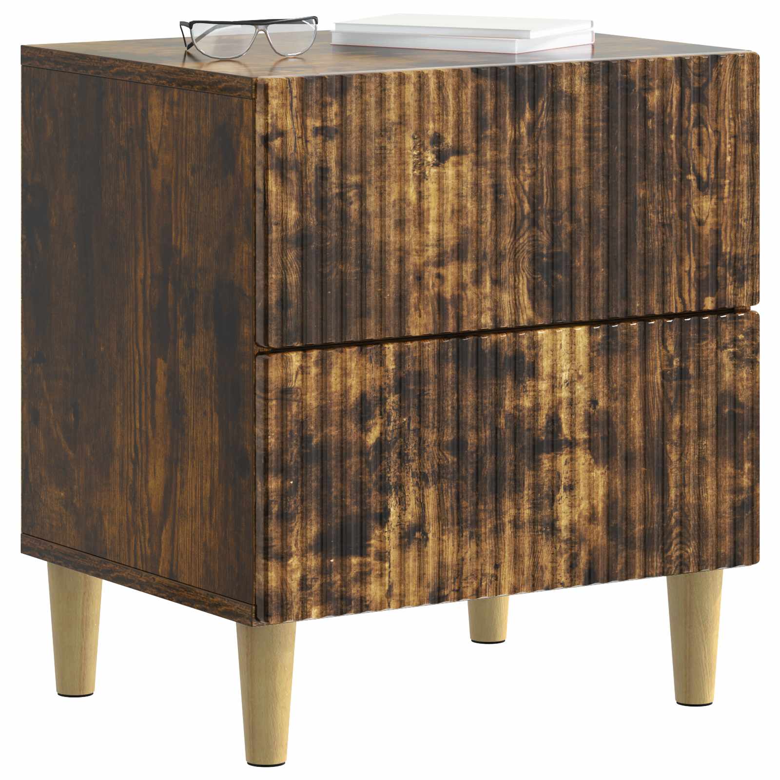 vidaXL Bedside Cabinet Smoked Oak 43 x 34.5 x 48 cm Engineered Wood 3