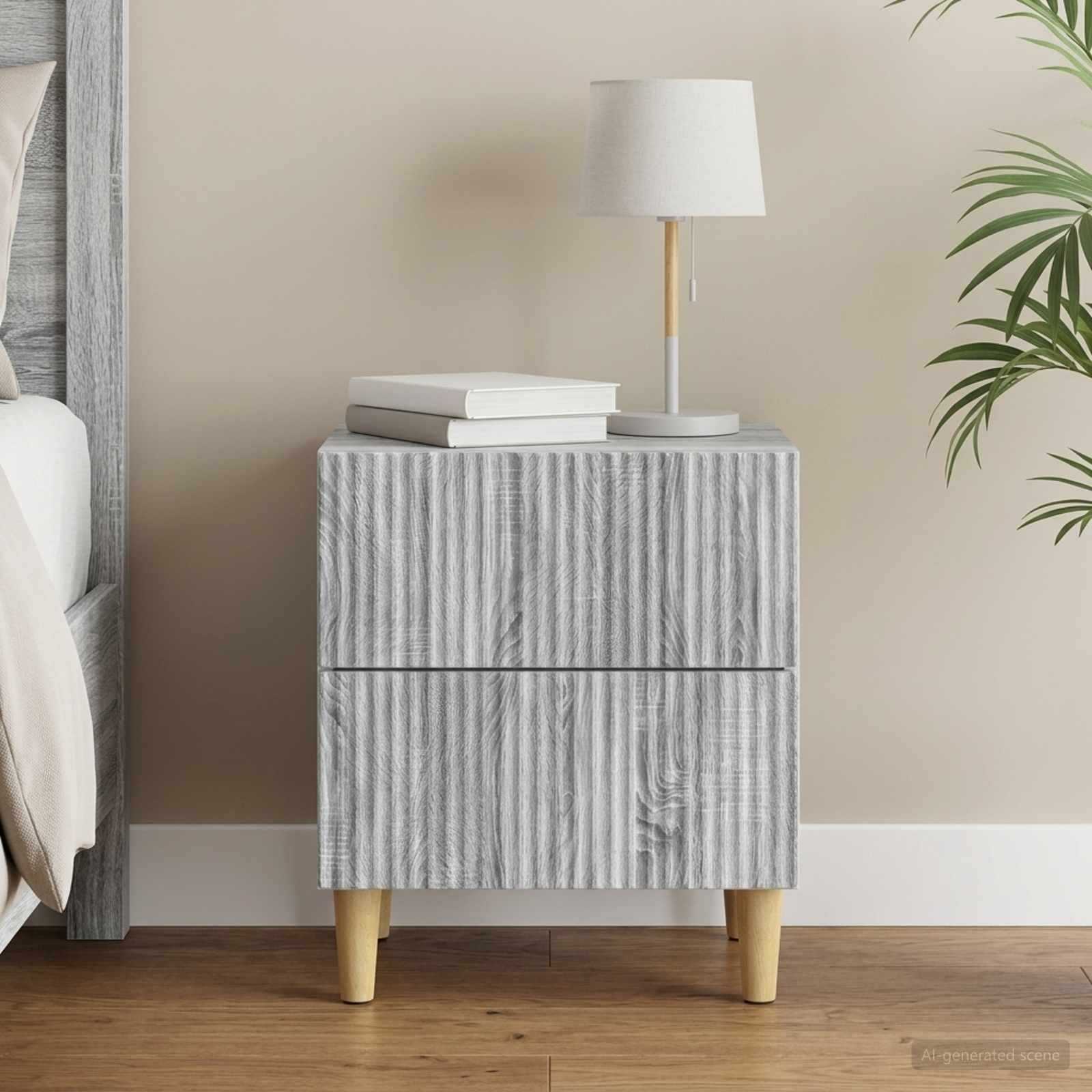 vidaXL Bedside Cabinet Grey Sonoma 43 x 34.5 x 48 cm Engineered Wood 1