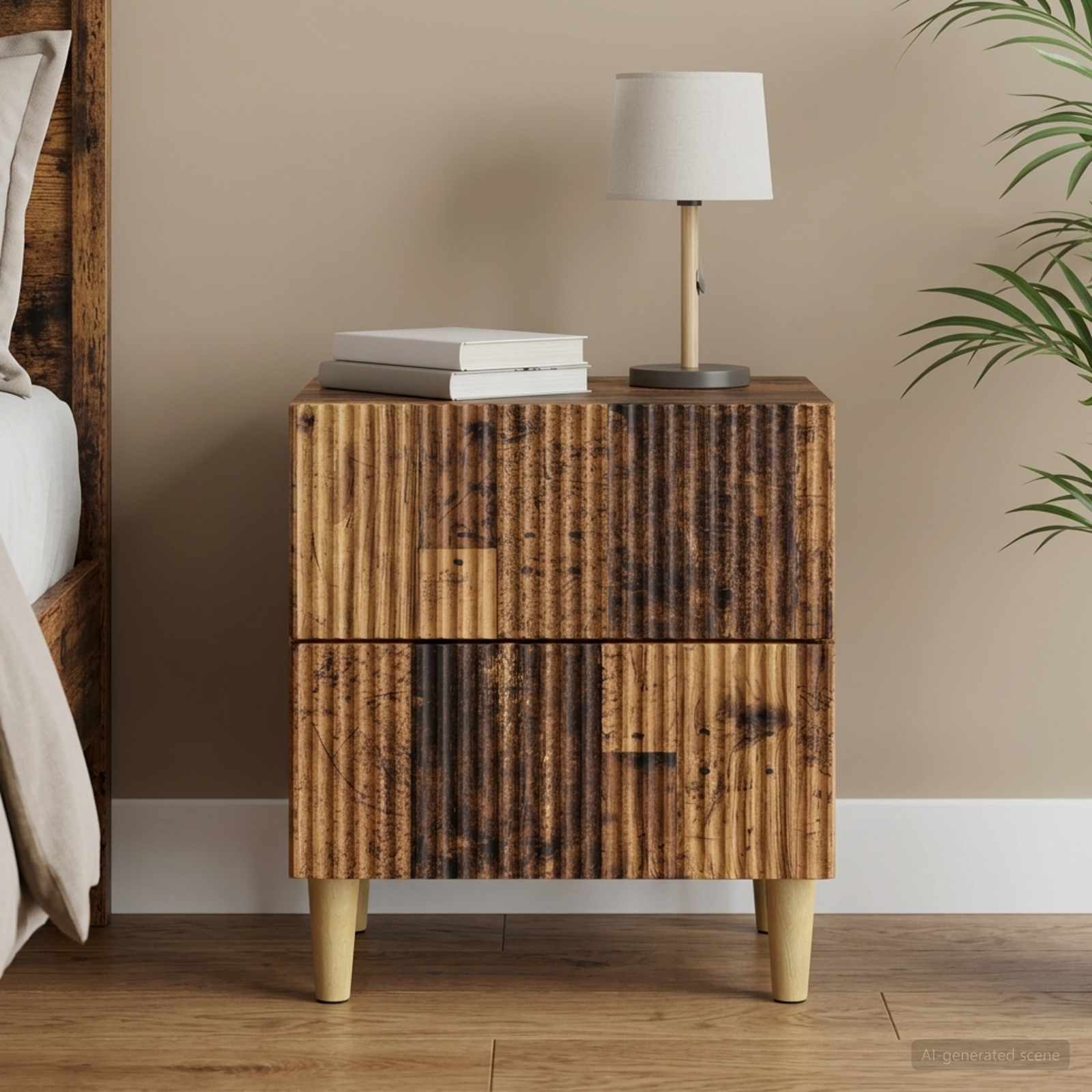 vidaXL Bedside Cabinet Old Wood 43 x 34.5 x 48 cm Engineered Wood 1