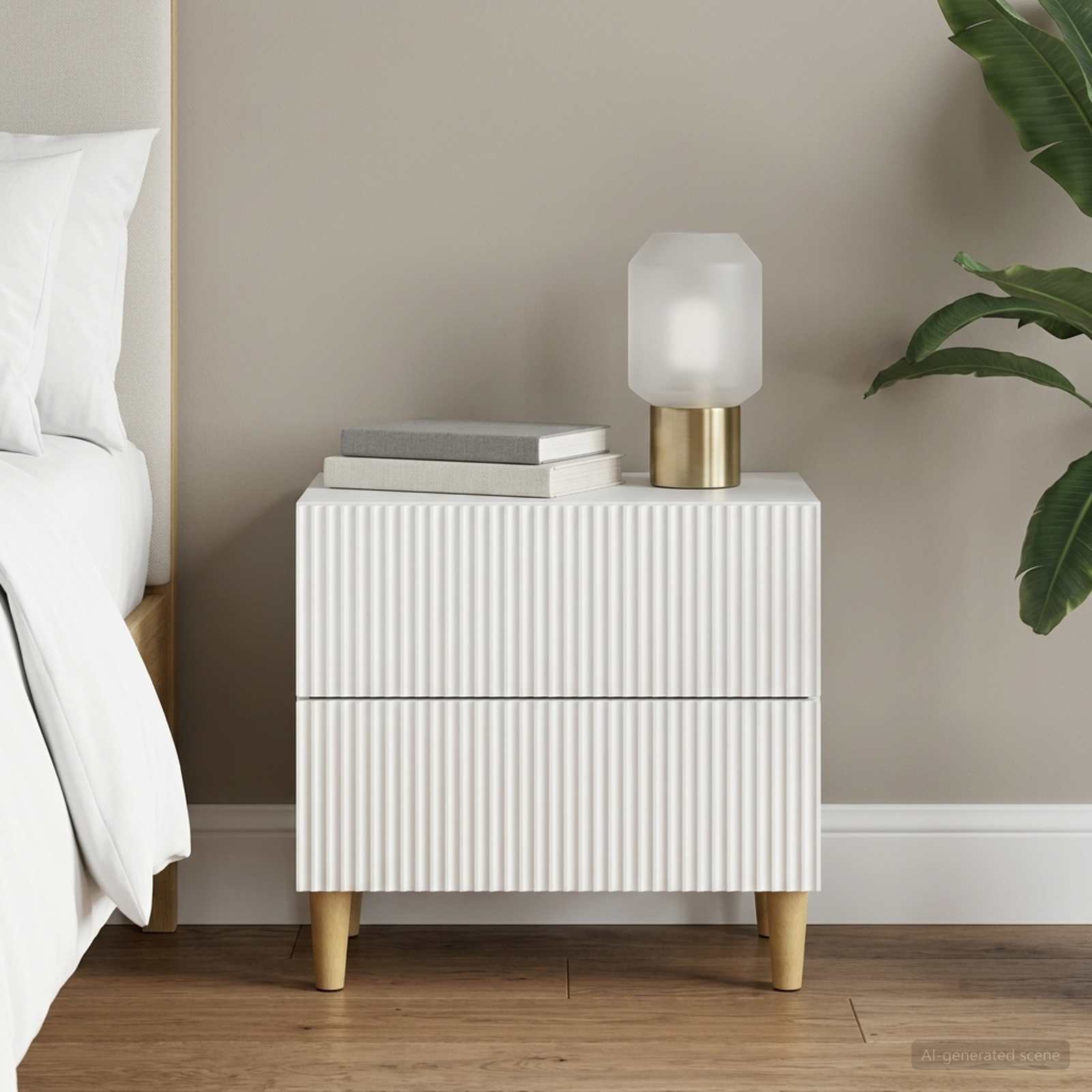 vidaXL Bedside Cabinet White 62 x 34.5 x 48 cm Engineered Wood 1