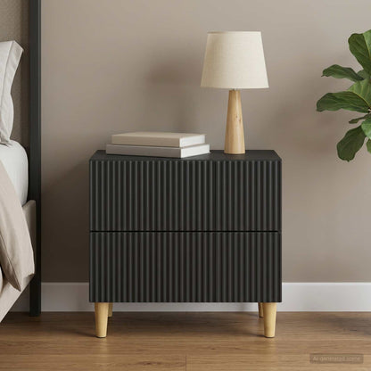 vidaXL Bedside Cabinet Black 62 x 34.5 x 48 cm Engineered Wood 1