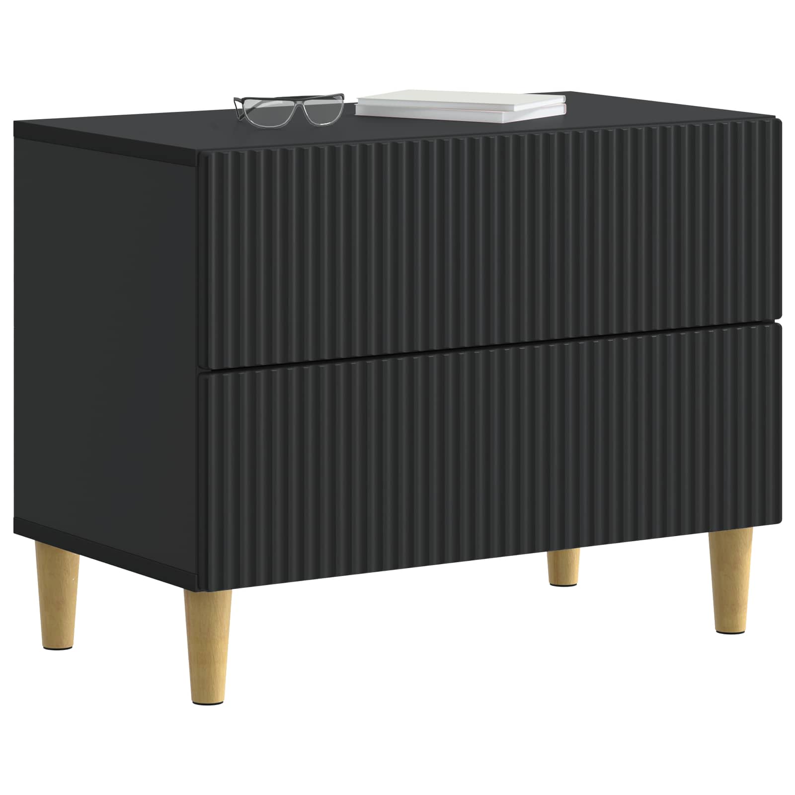vidaXL Bedside Cabinet Black 62 x 34.5 x 48 cm Engineered Wood 3