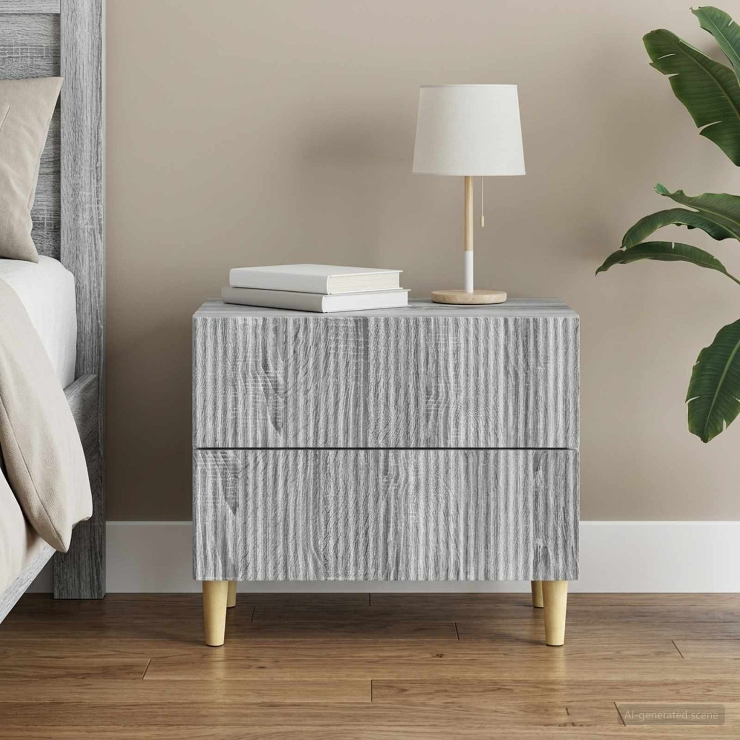 vidaXL Bedside Cabinet Grey Sonoma 62 x 34.5 x 48 cm Engineered Wood 1