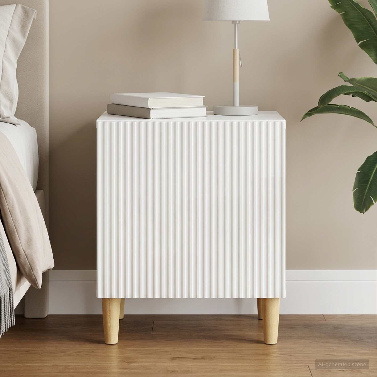 vidaXL Bedside Cabinet High Gloss White 43 x 34.5 x 50 cm 1