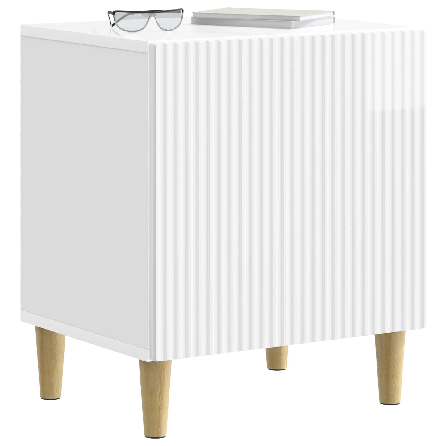 vidaXL Bedside Cabinet High Gloss White 43 x 34.5 x 50 cm 3