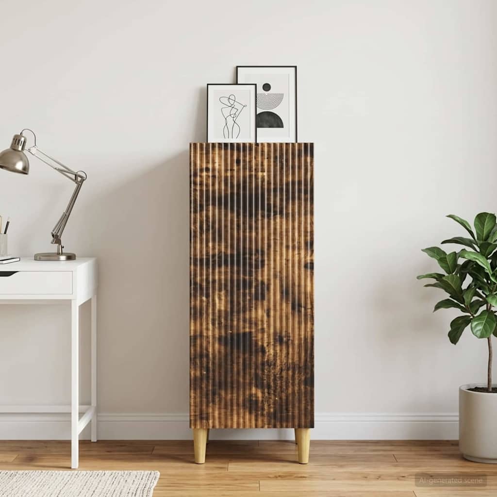 vidaXL Sideboard Smoked Oak 33 x 34.5 x 90 cm Engineered Wood 4