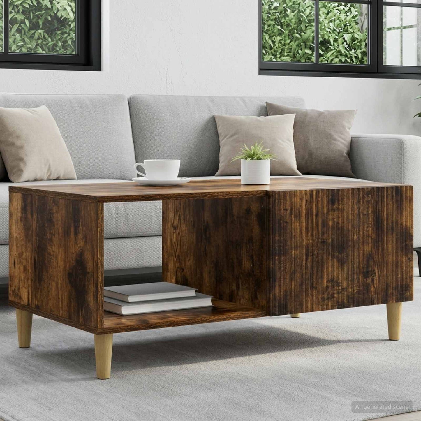 vidaXL Coffee Table Smoked Oak 90 x 50 x 40 cm Engineered Wood 1