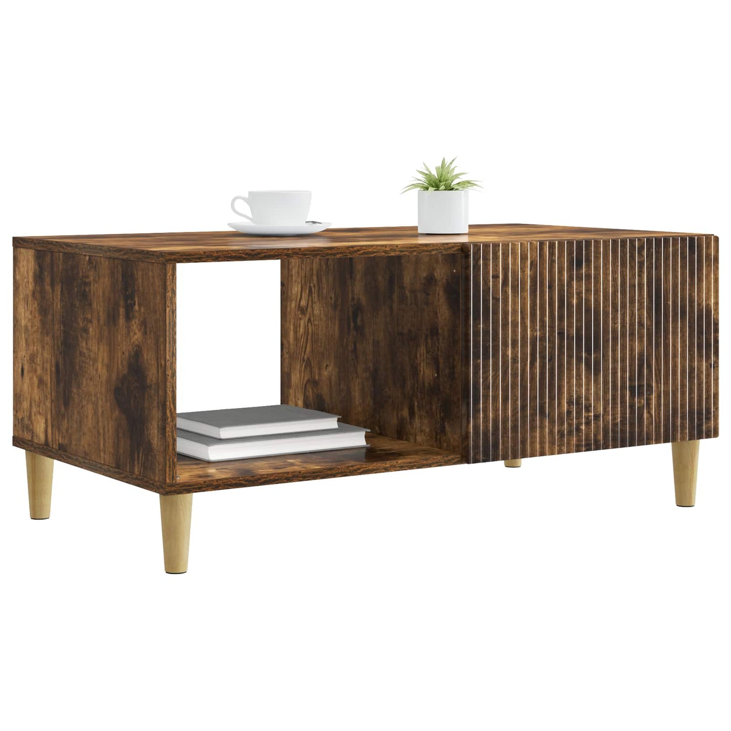 vidaXL Coffee Table Smoked Oak 90 x 50 x 40 cm Engineered Wood 3