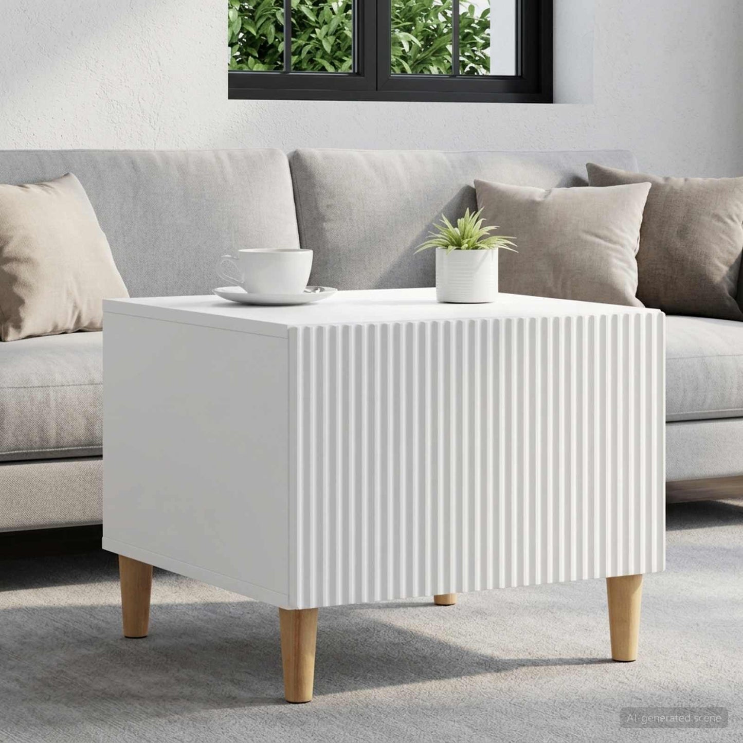 vidaXL Coffee Table with Drawer White 49 x 50 x 40 cm Engineered Wood 1