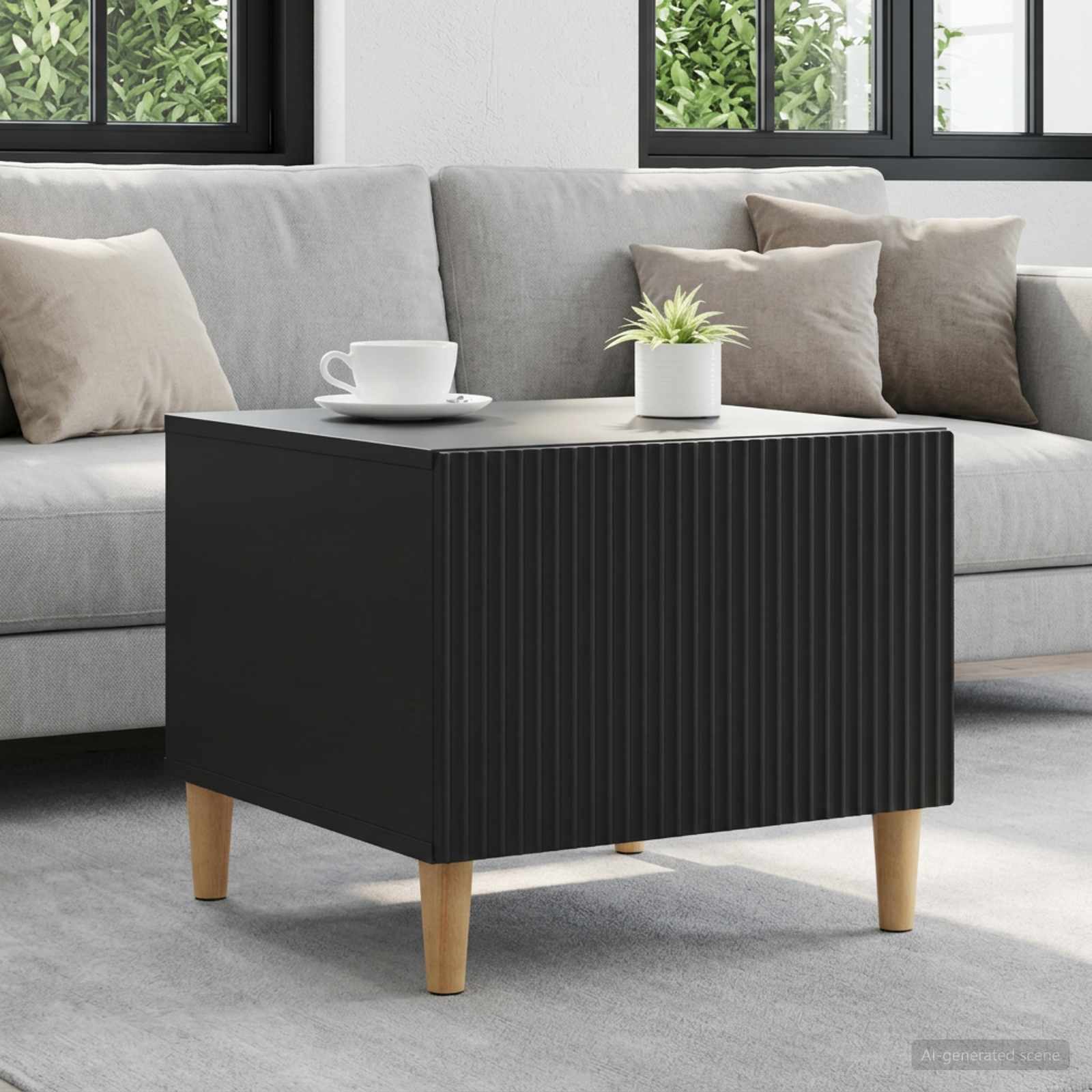 vidaXL Coffee Table with Drawer Black 49 x 50 x 40 cm Engineered Wood 1