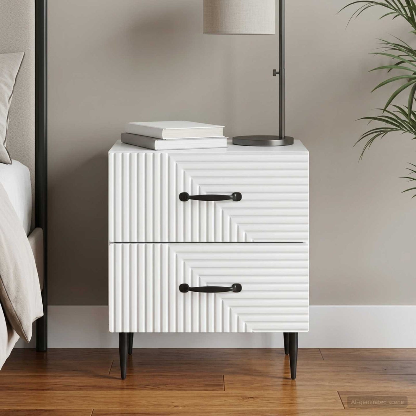 vidaXL Bedside Cabinet White 43 x 34.5 x 47.5 cm Engineered Wood 1