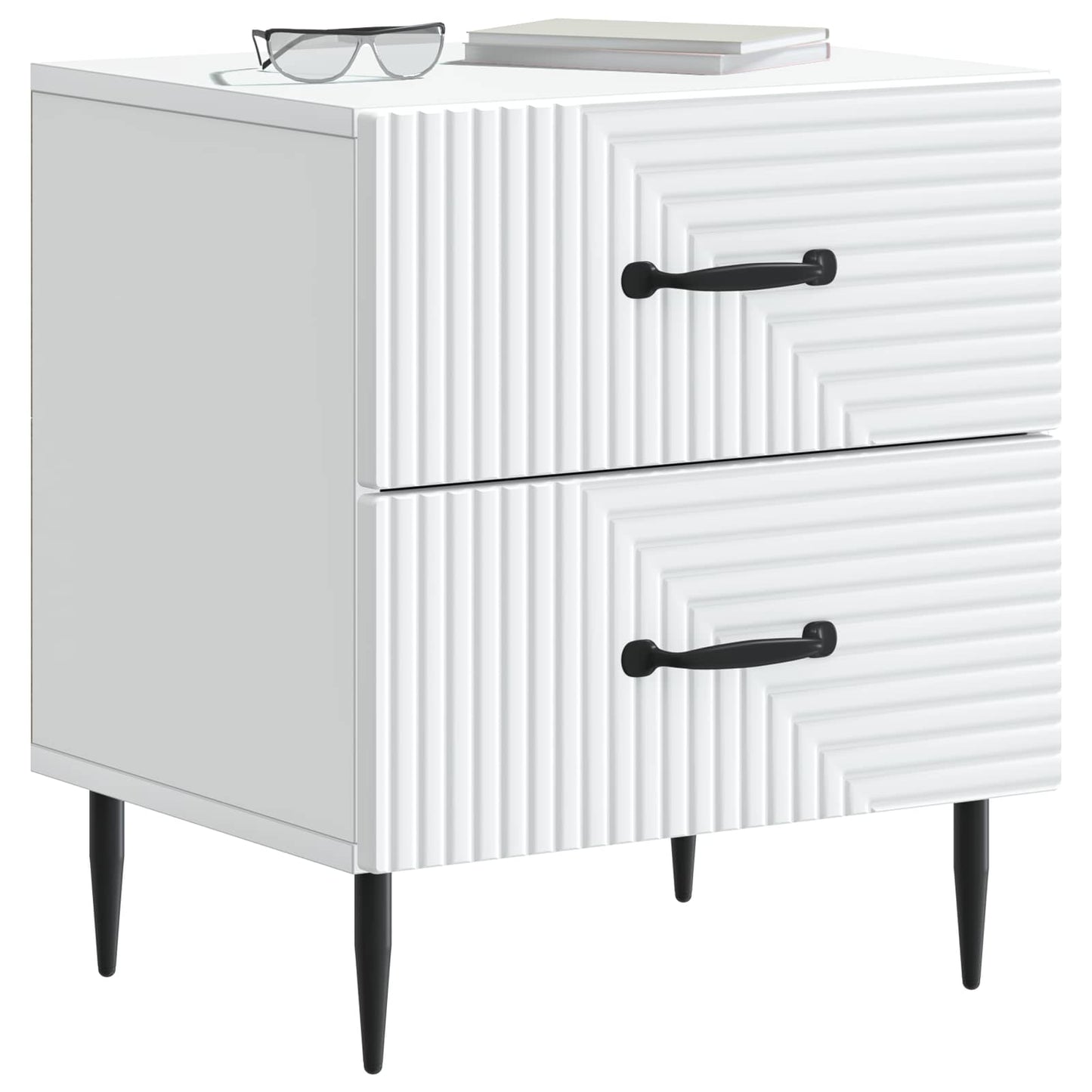 vidaXL Bedside Cabinet White 43 x 34.5 x 47.5 cm Engineered Wood 3