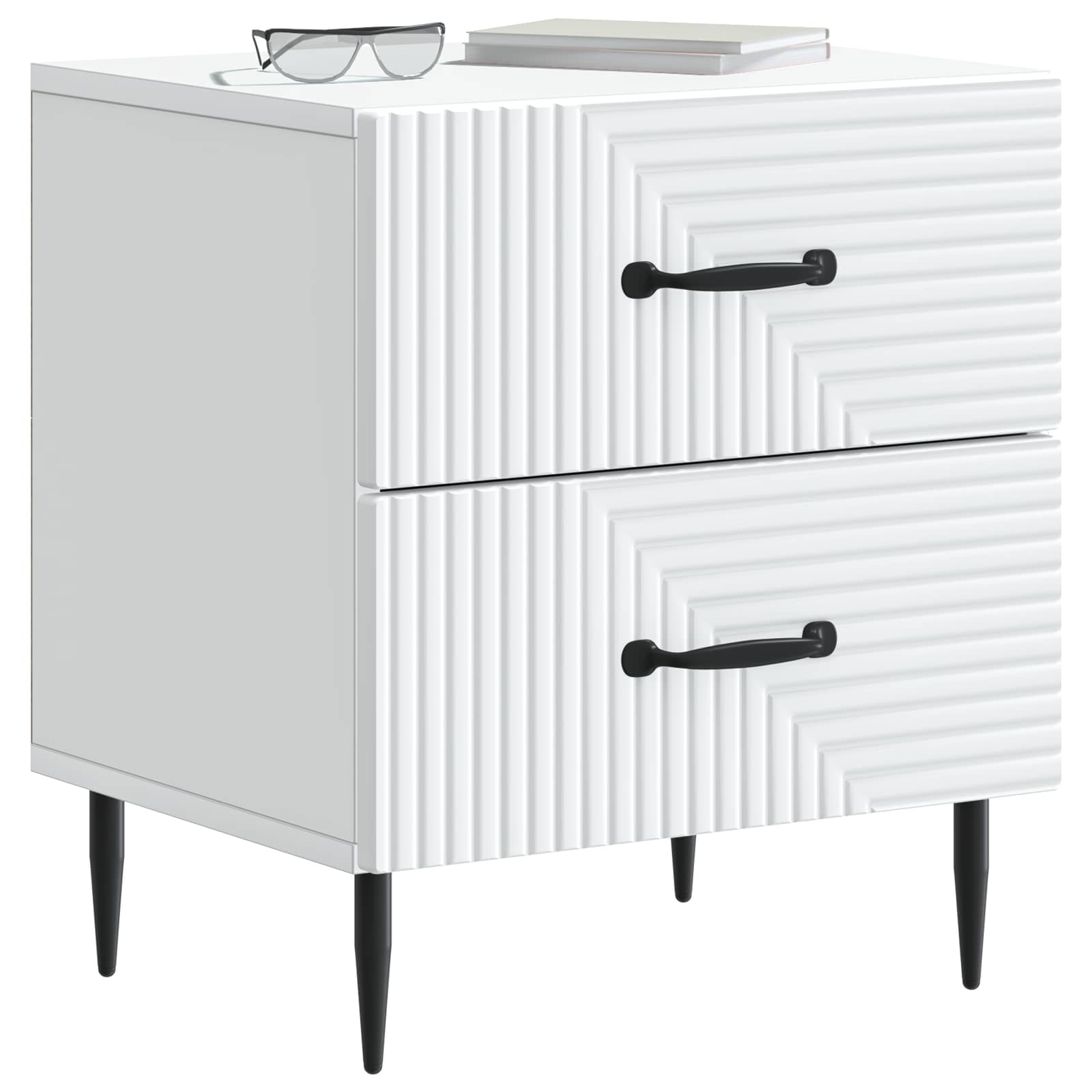 vidaXL Bedside Cabinet White 43 x 34.5 x 47.5 cm Engineered Wood 3