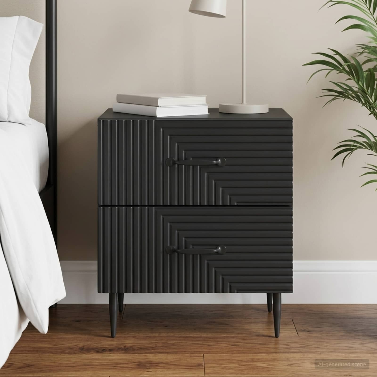vidaXL Bedside Cabinet Black 43 x 34.5 x 47.5 cm Engineered Wood 1