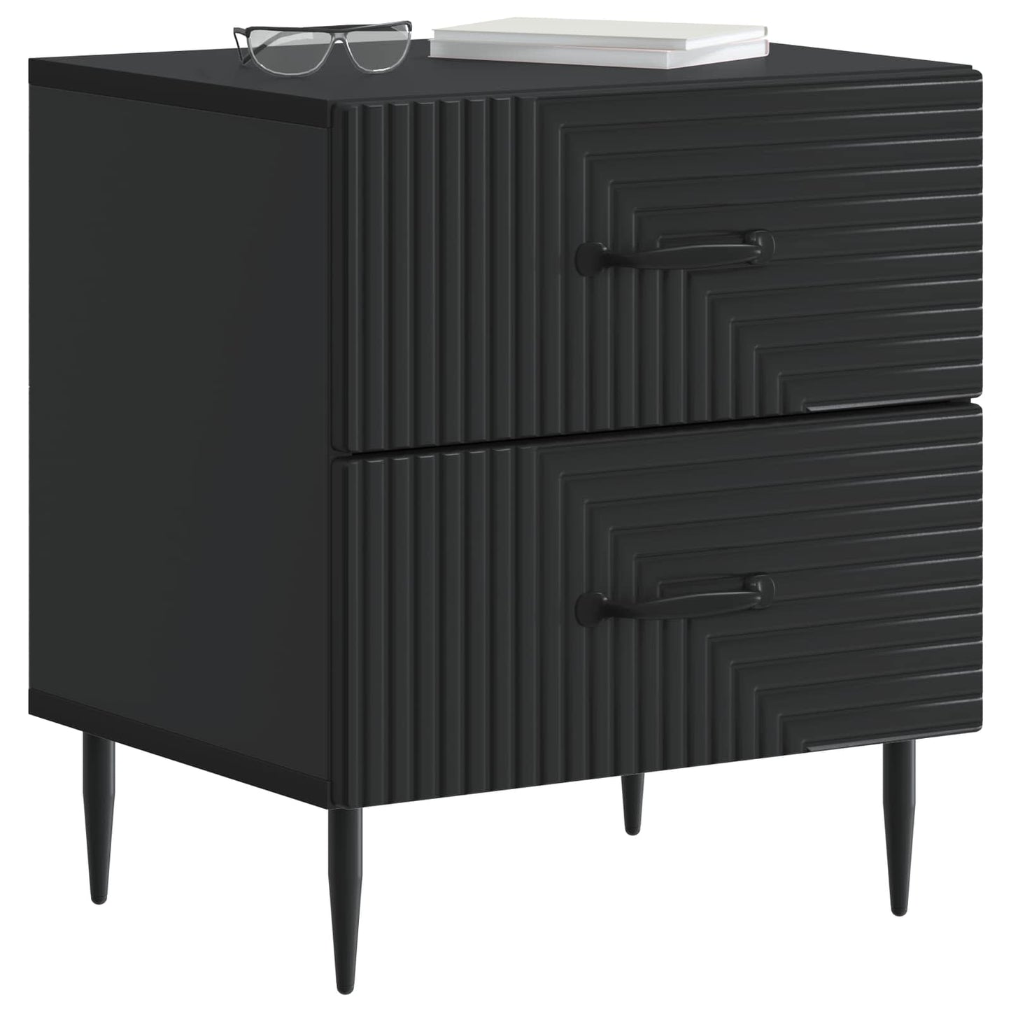 vidaXL Bedside Cabinet Black 43 x 34.5 x 47.5 cm Engineered Wood 3