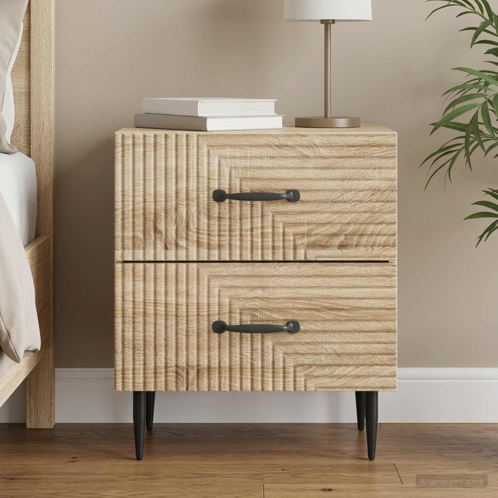 vidaXL Bedside Cabinet Sonoma Oak 43 x 34.5 x 47.5 cm Engineered Wood 1