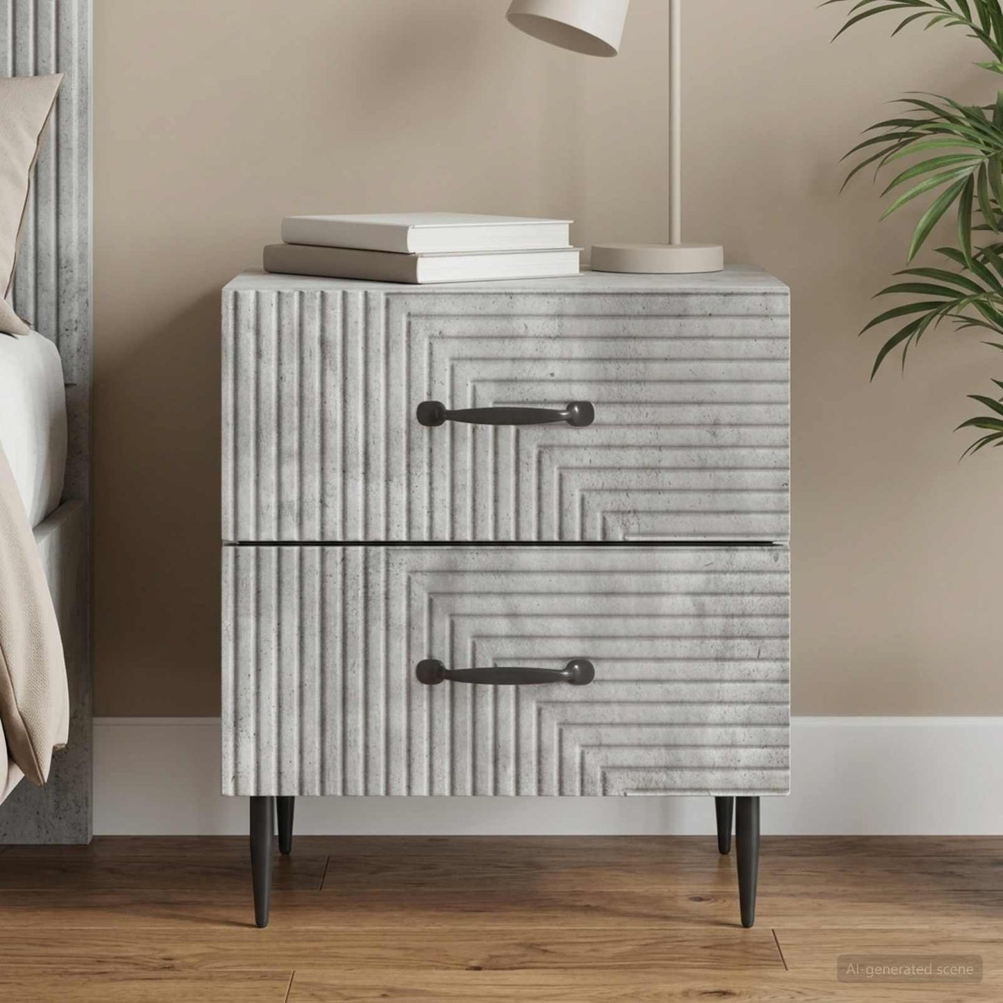 vidaXL Bedside Cabinet Concrete Grey 43 x 34.5 x 47.5 cm 1