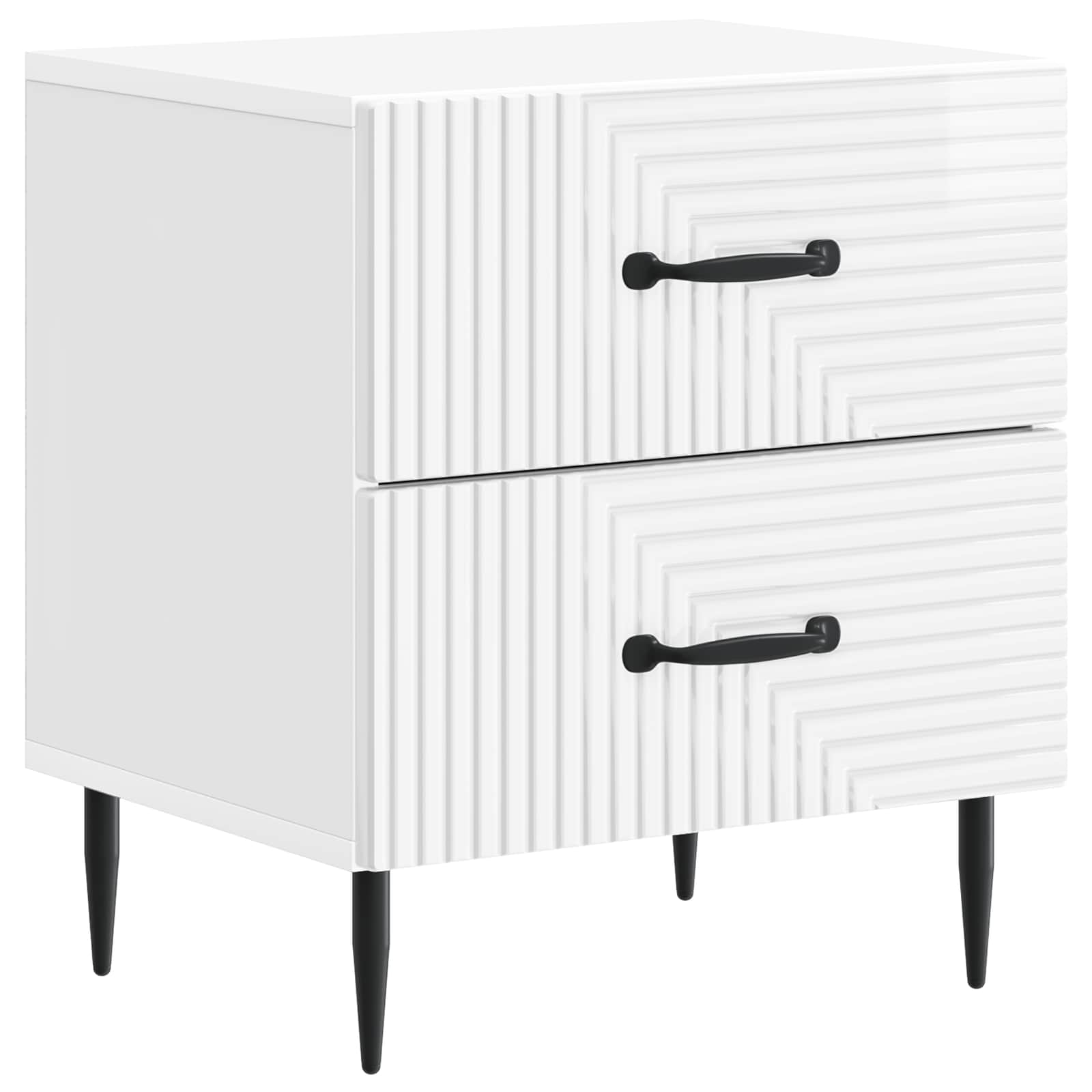 vidaXL Bedside Cabinet High Gloss White 43 x 34.5 x 47.5 cm 2