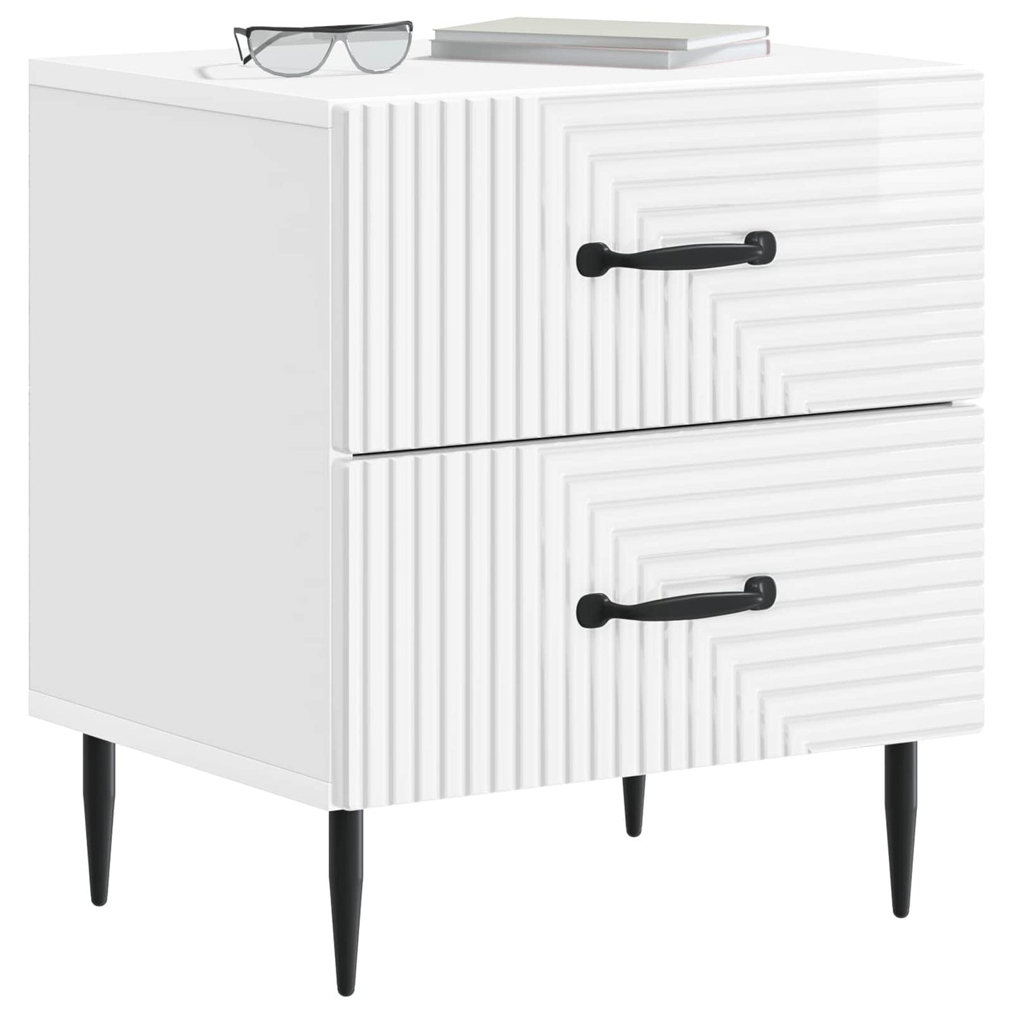 vidaXL Bedside Cabinet High Gloss White 43 x 34.5 x 47.5 cm 3