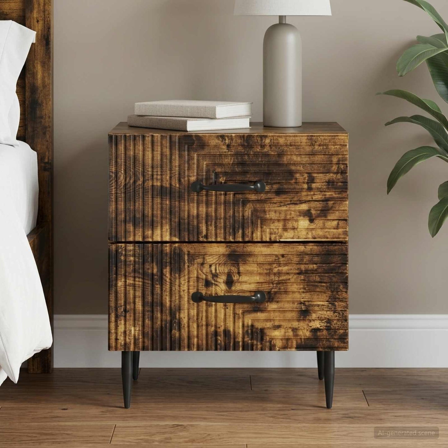 vidaXL Bedside Cabinet Smoked Oak 43 x 34.5 x 47.5 cm Engineered Wood 1