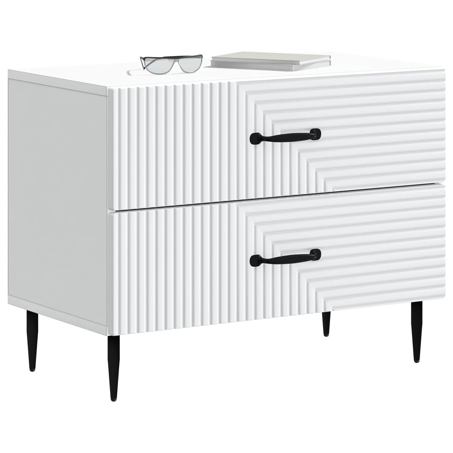 vidaXL Bedside Cabinet White 62 x 34.5 x 47.5 cm Engineered Wood 3