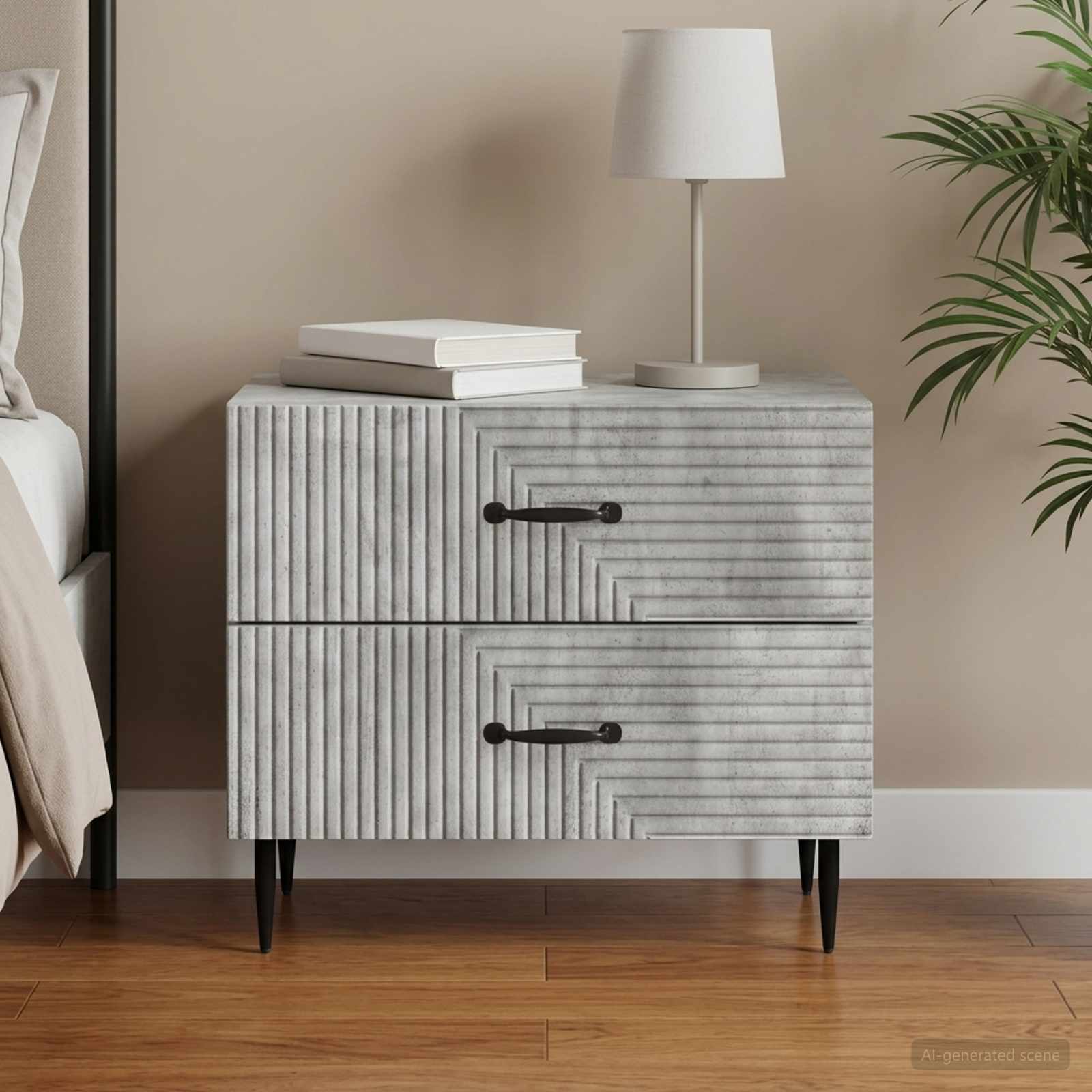vidaXL Bedside Cabinet with Drawer Concrete Grey 62 x 34.5 x 47.5 cm 1