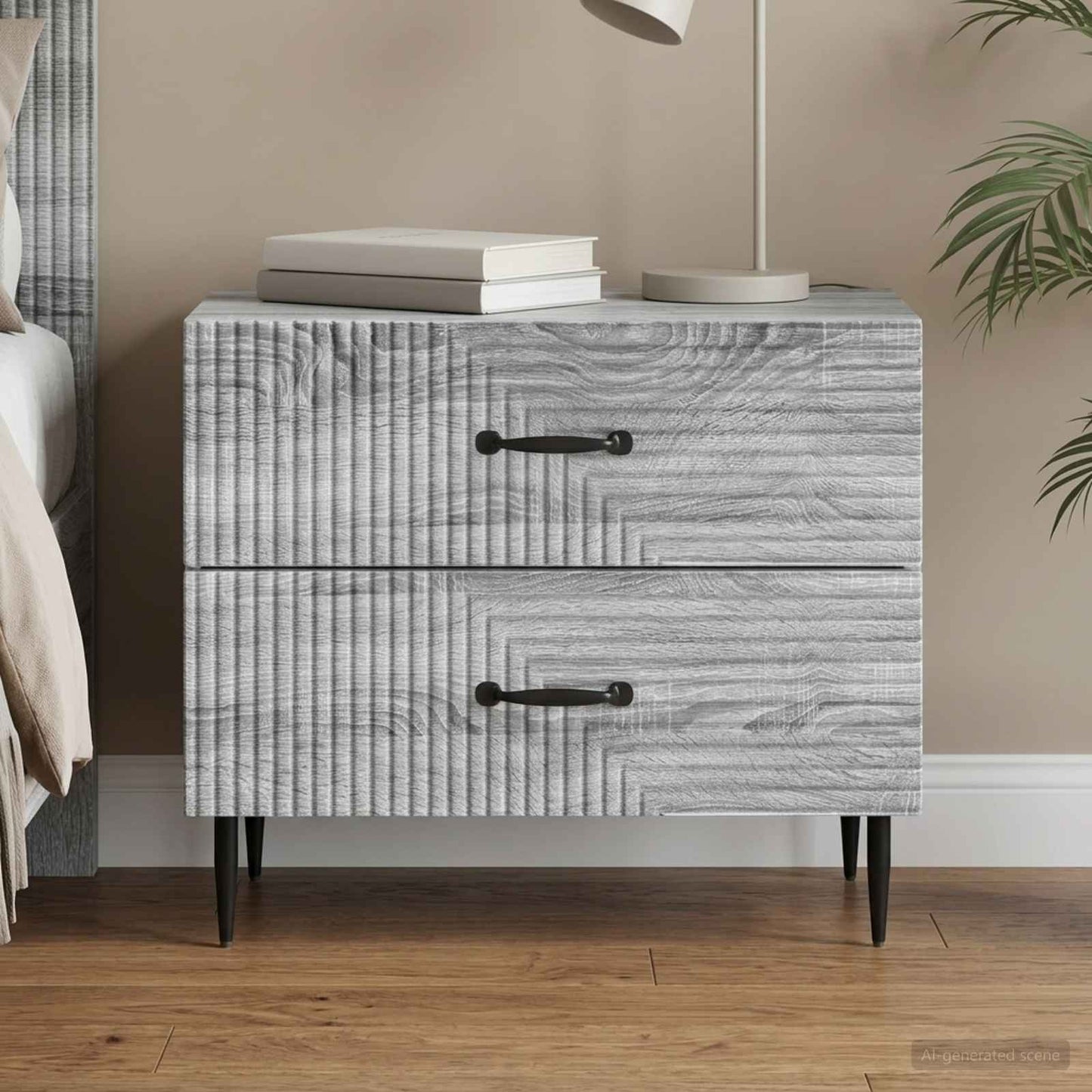 vidaXL Bedside Cabinet Grey Sonoma 62 x 34.5 x 47.5 cm Engineered Wood 1