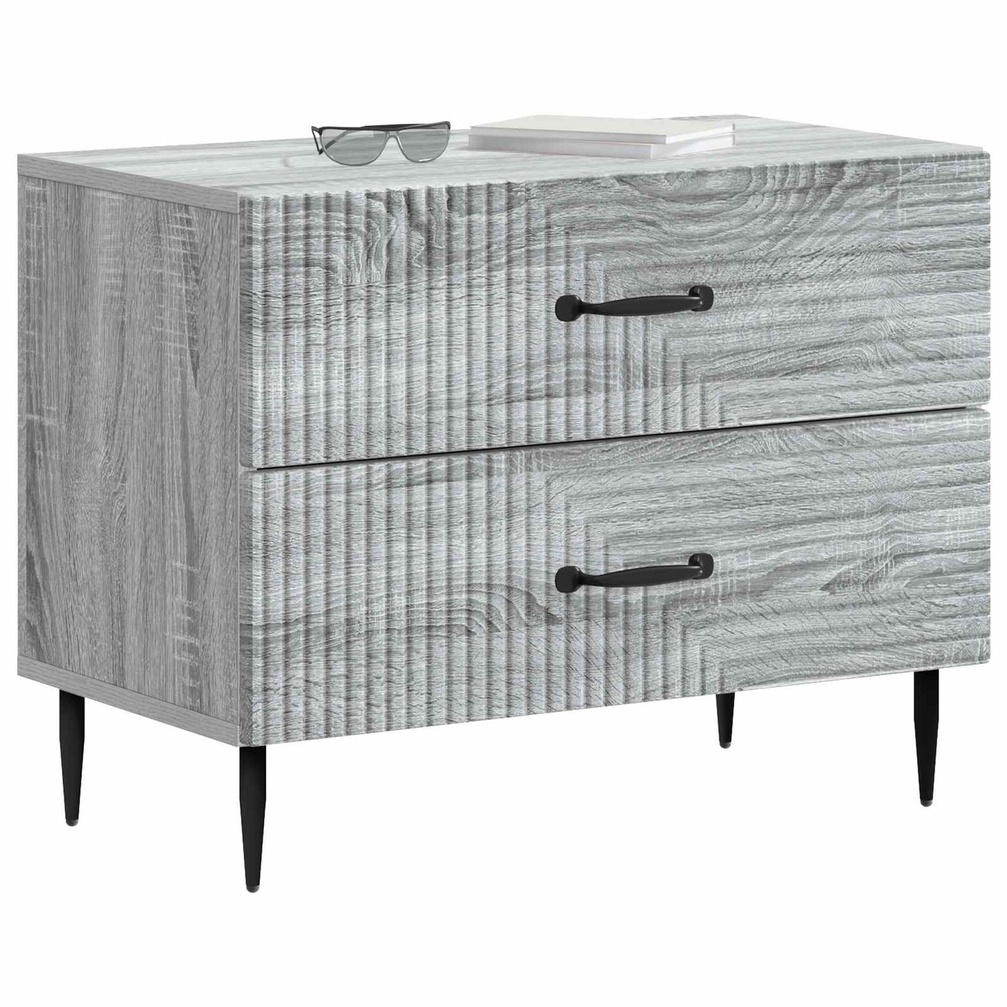 vidaXL Bedside Cabinet Grey Sonoma 62 x 34.5 x 47.5 cm Engineered Wood 3