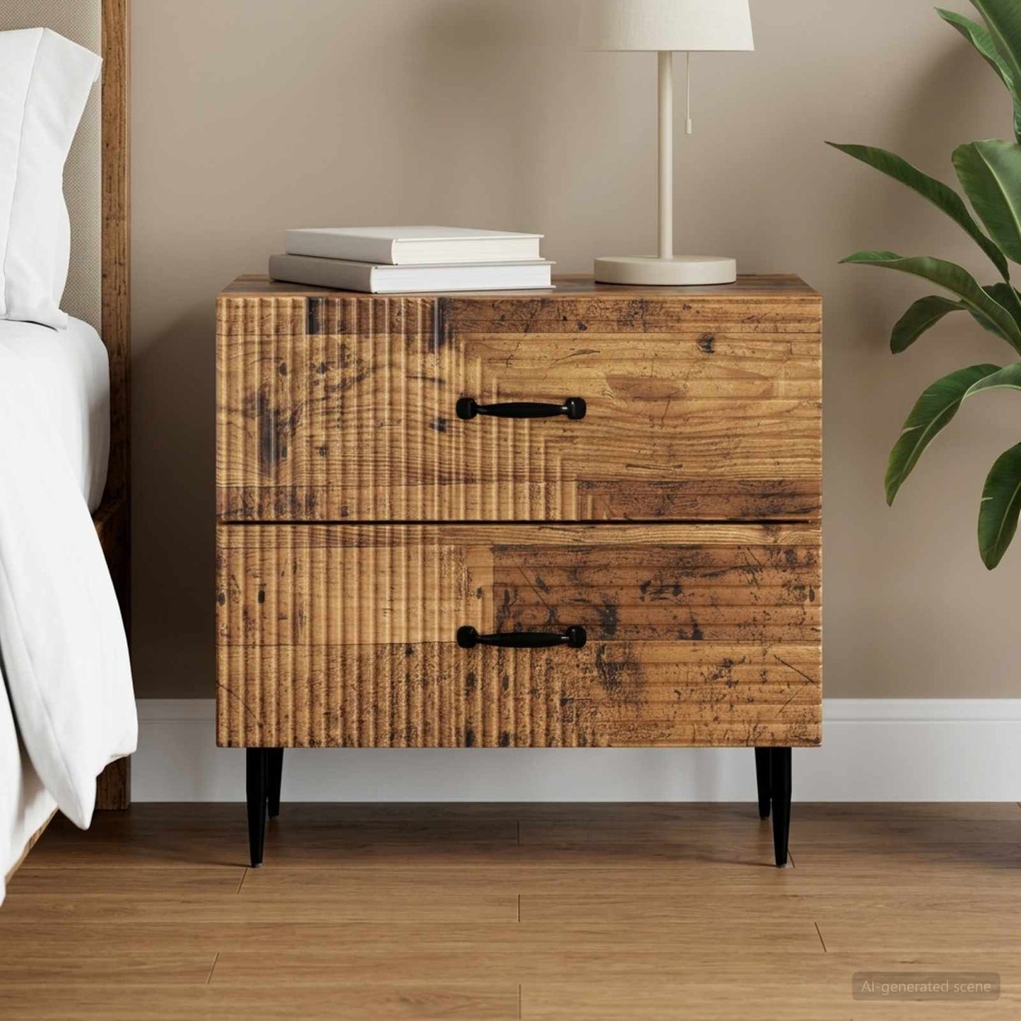 vidaXL Bedside Cabinet Old Wood 62 x 34.5 x 47.5 cm Engineered Wood 1