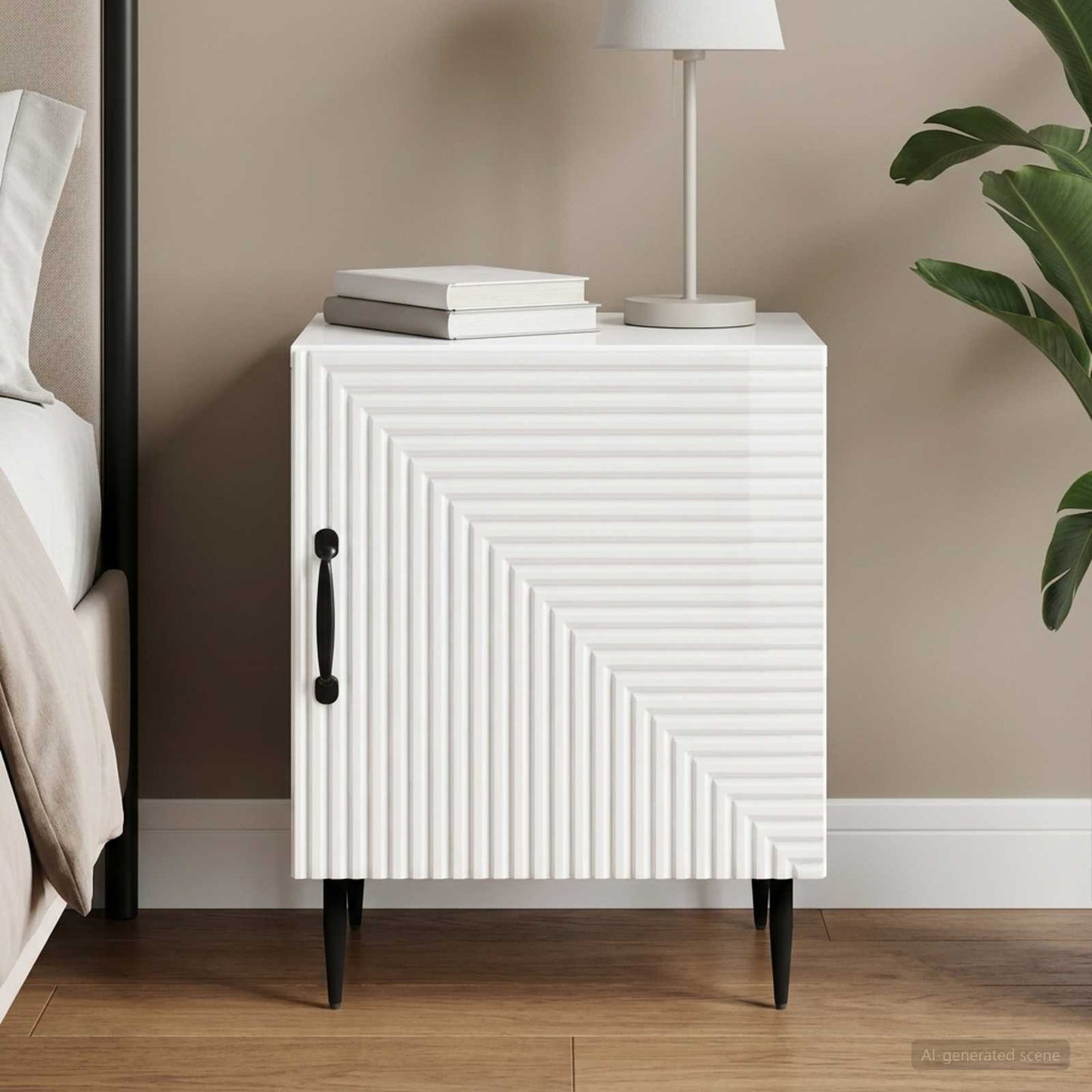 vidaXL Bedside Cabinet High Gloss White 43 x 34.5 x 50 cm 1