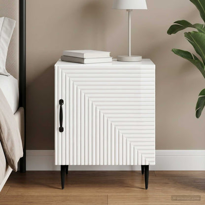 vidaXL Bedside Cabinet High Gloss White 43 x 34.5 x 50 cm 1