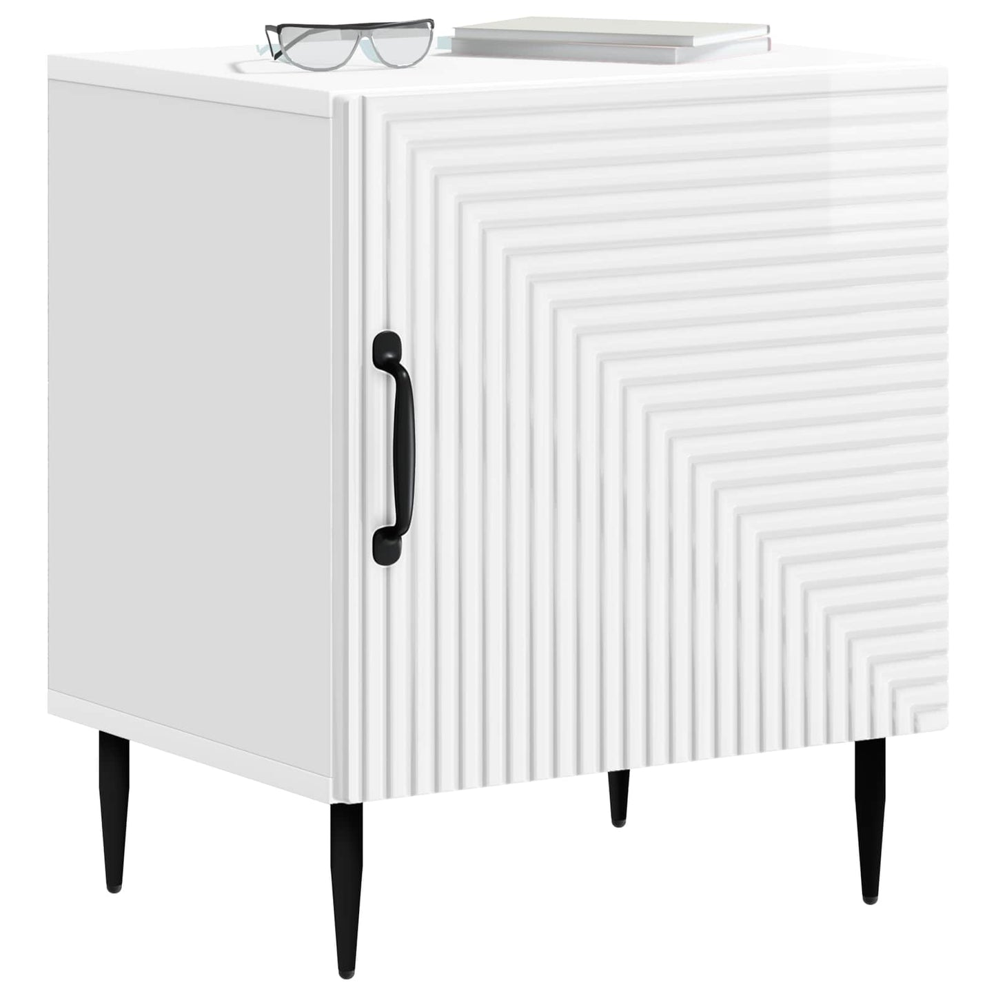 vidaXL Bedside Cabinet High Gloss White 43 x 34.5 x 50 cm 3
