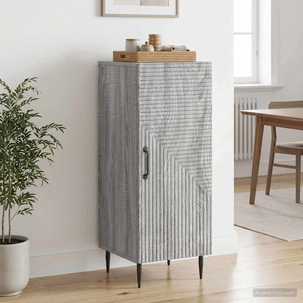 vidaXL Sideboard Grey Sonoma 33 x 34.5 x 89.5 cm Engineered Wood 4