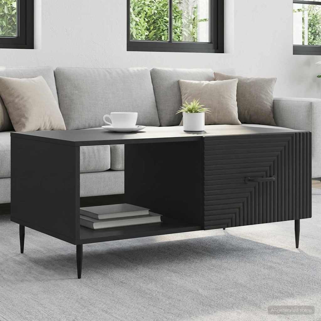 vidaXL Coffee Table Black 90 x 50 x 40 cm Engineered Wood 1