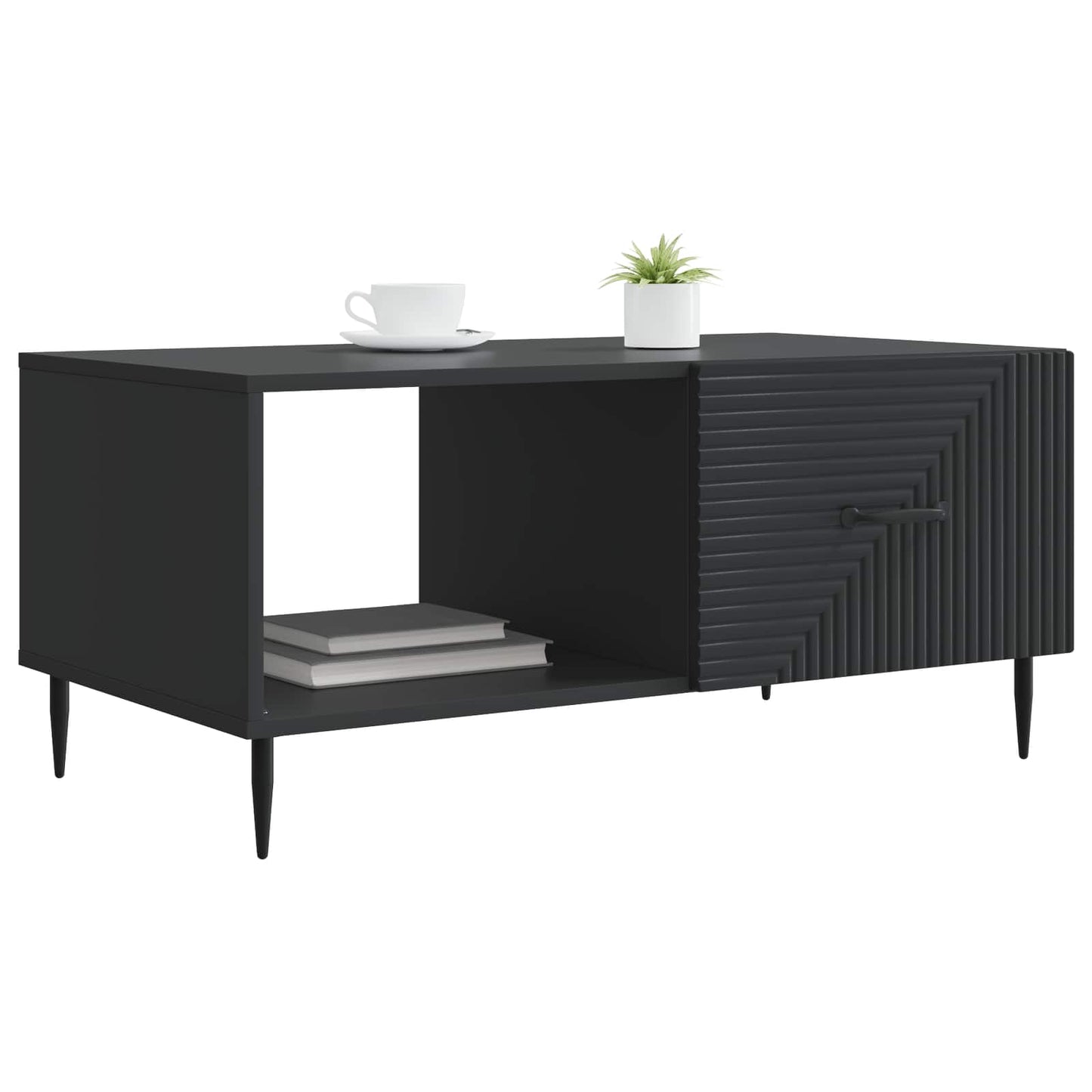 vidaXL Coffee Table Black 90 x 50 x 40 cm Engineered Wood 3