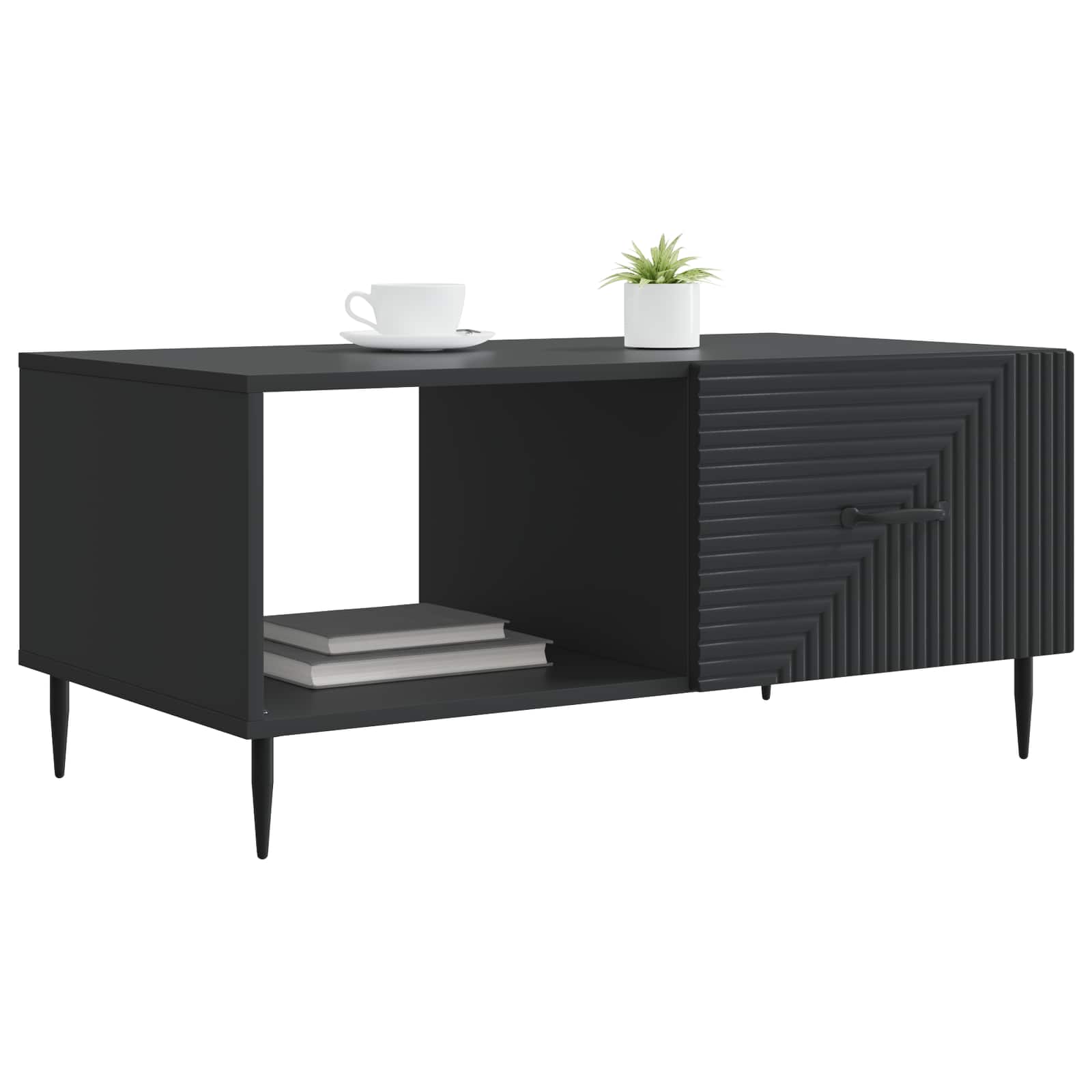 vidaXL Coffee Table Black 90 x 50 x 40 cm Engineered Wood 3