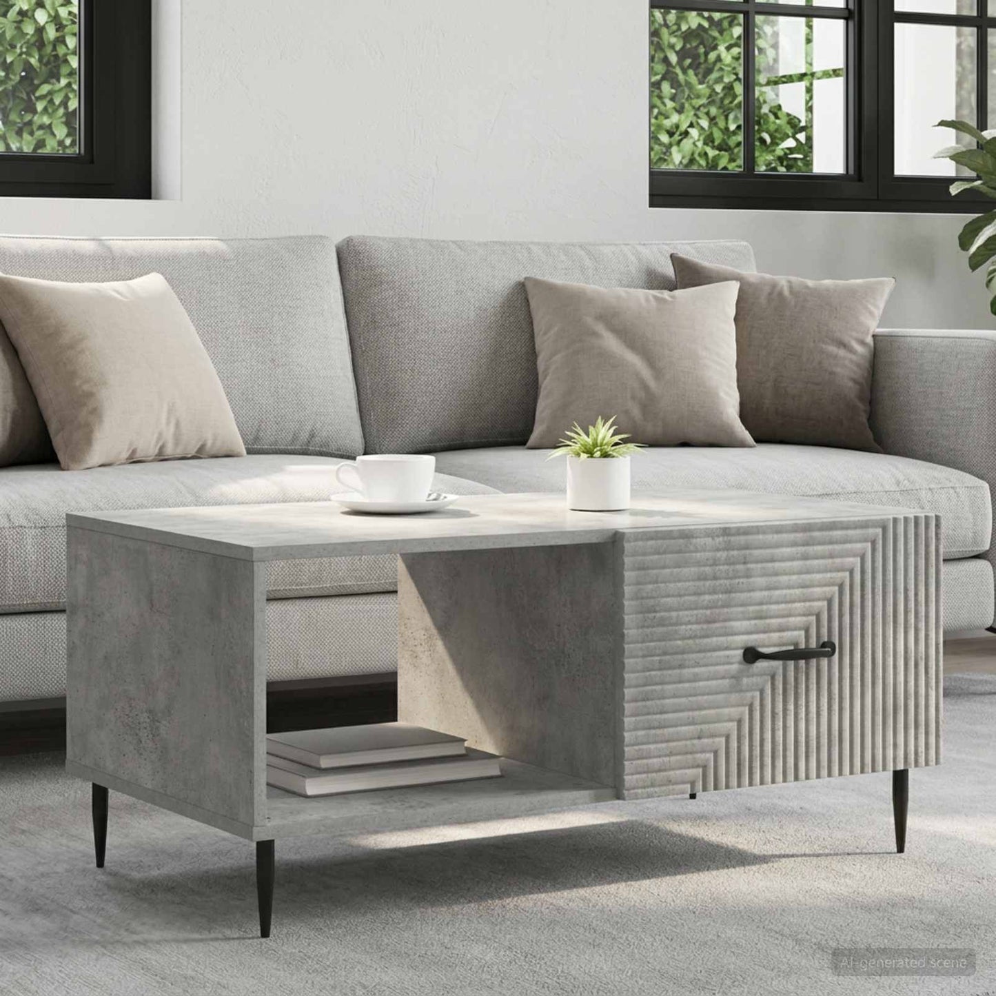 vidaXL Coffee Table Concrete Grey 90 x 50 x 40 cm Engineered Wood 1