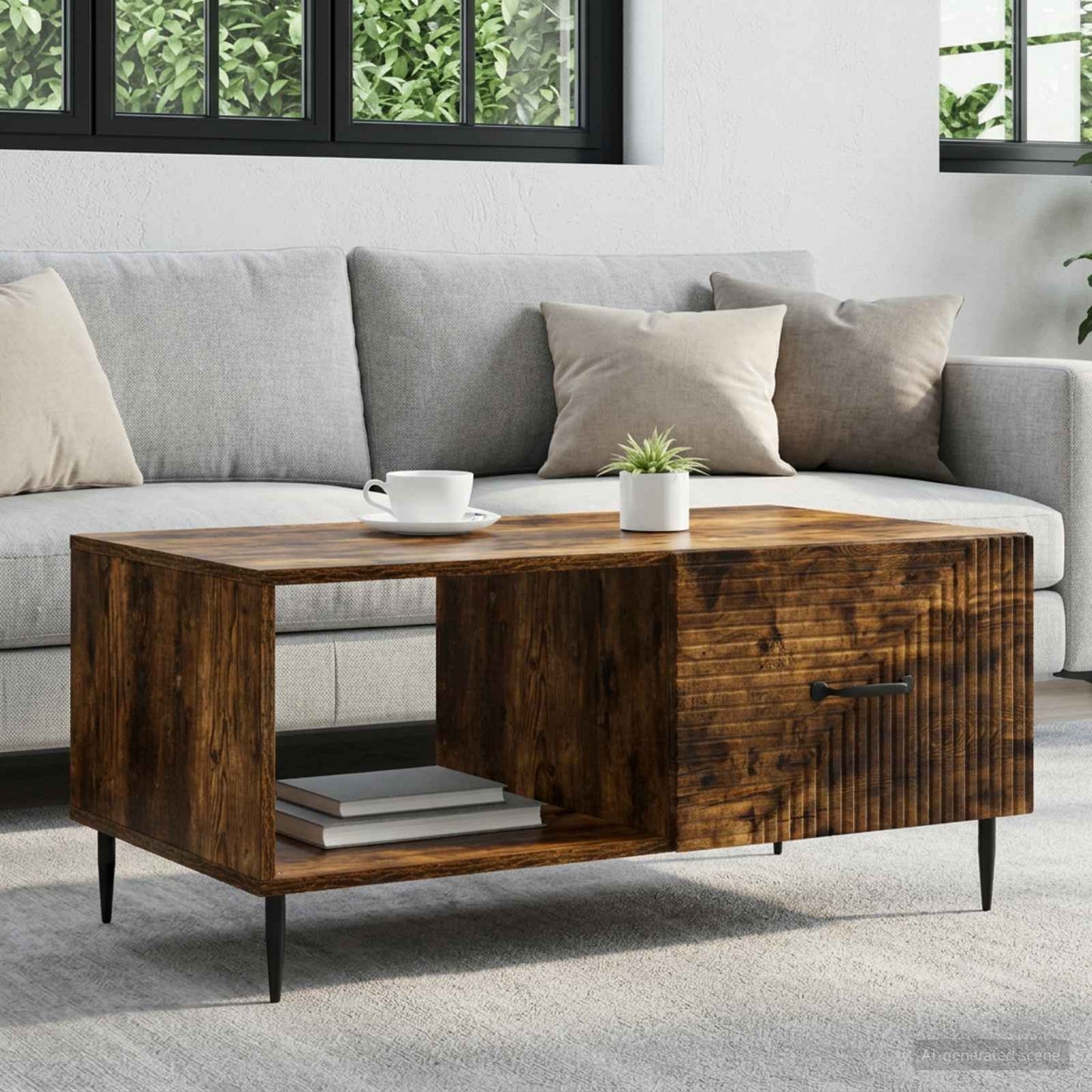 vidaXL Coffee Table Smoked Oak 90 x 50 x 40 cm Engineered Wood 1