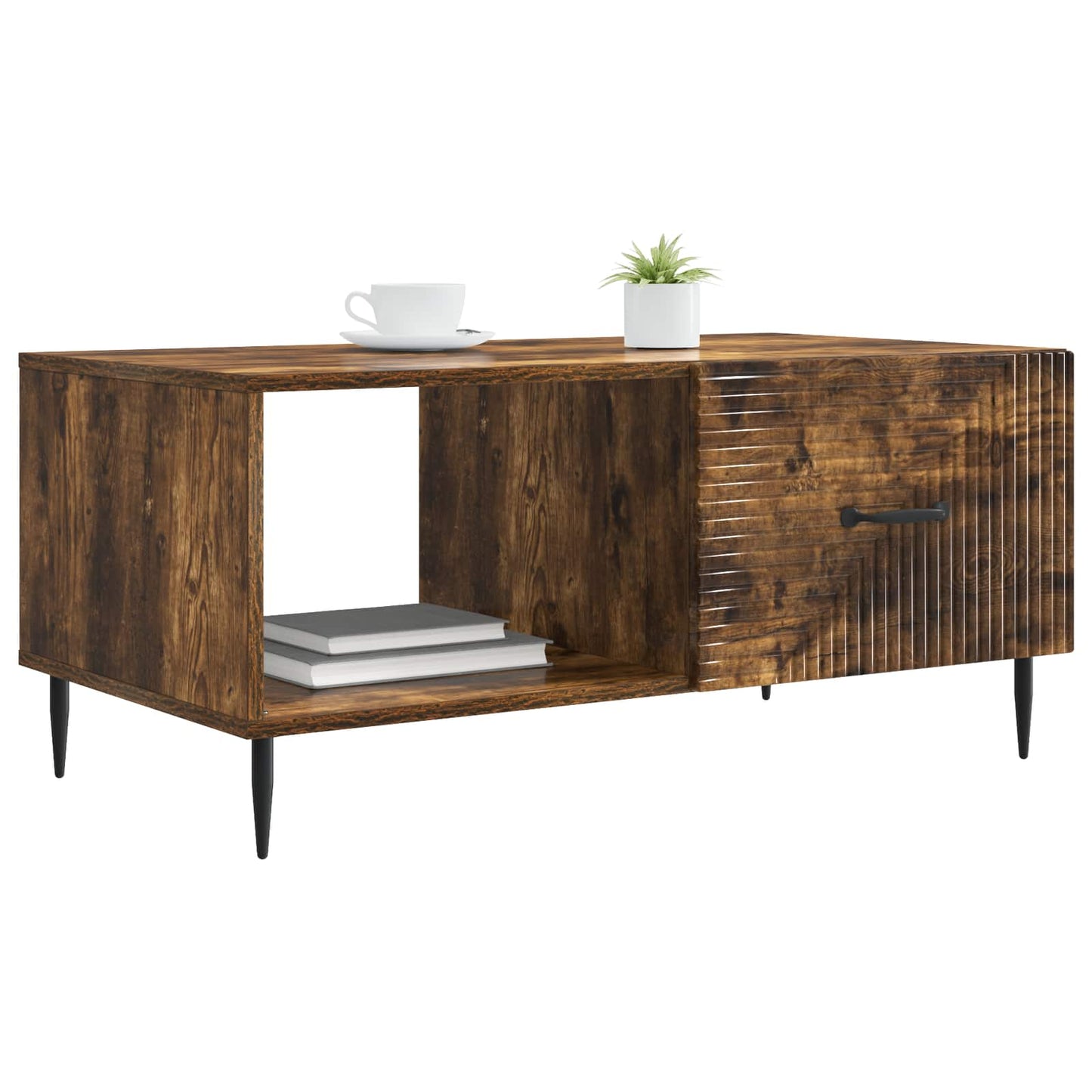 vidaXL Coffee Table Smoked Oak 90 x 50 x 40 cm Engineered Wood 3