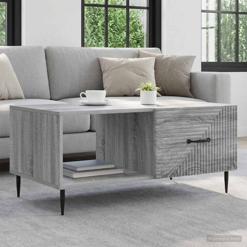 vidaXL Coffee Table Grey Sonoma 90 x 50 x 40 cm Engineered Wood 1