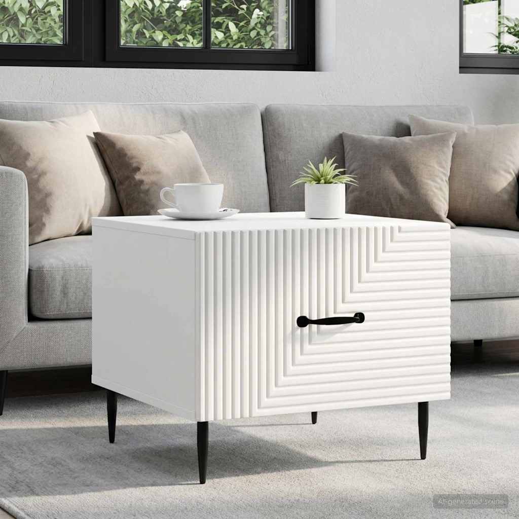 vidaXL Coffee Table with Drawer White 49 x 50 x 40 cm Engineered Wood 1