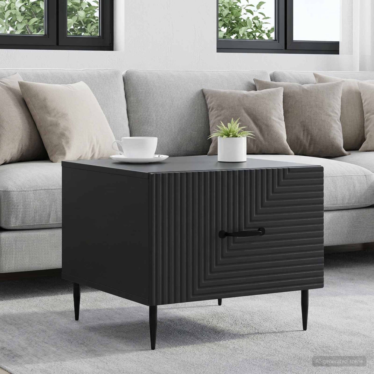vidaXL Coffee Table with Drawer Black 49 x 50 x 40 cm Engineered Wood 1