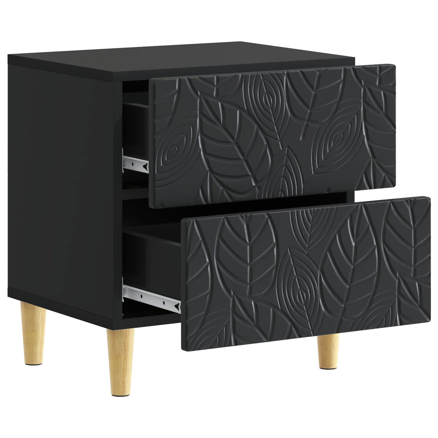 vidaXL Bedside Table Black 43 x 34.5 x 48 cm Engineered Wood 3