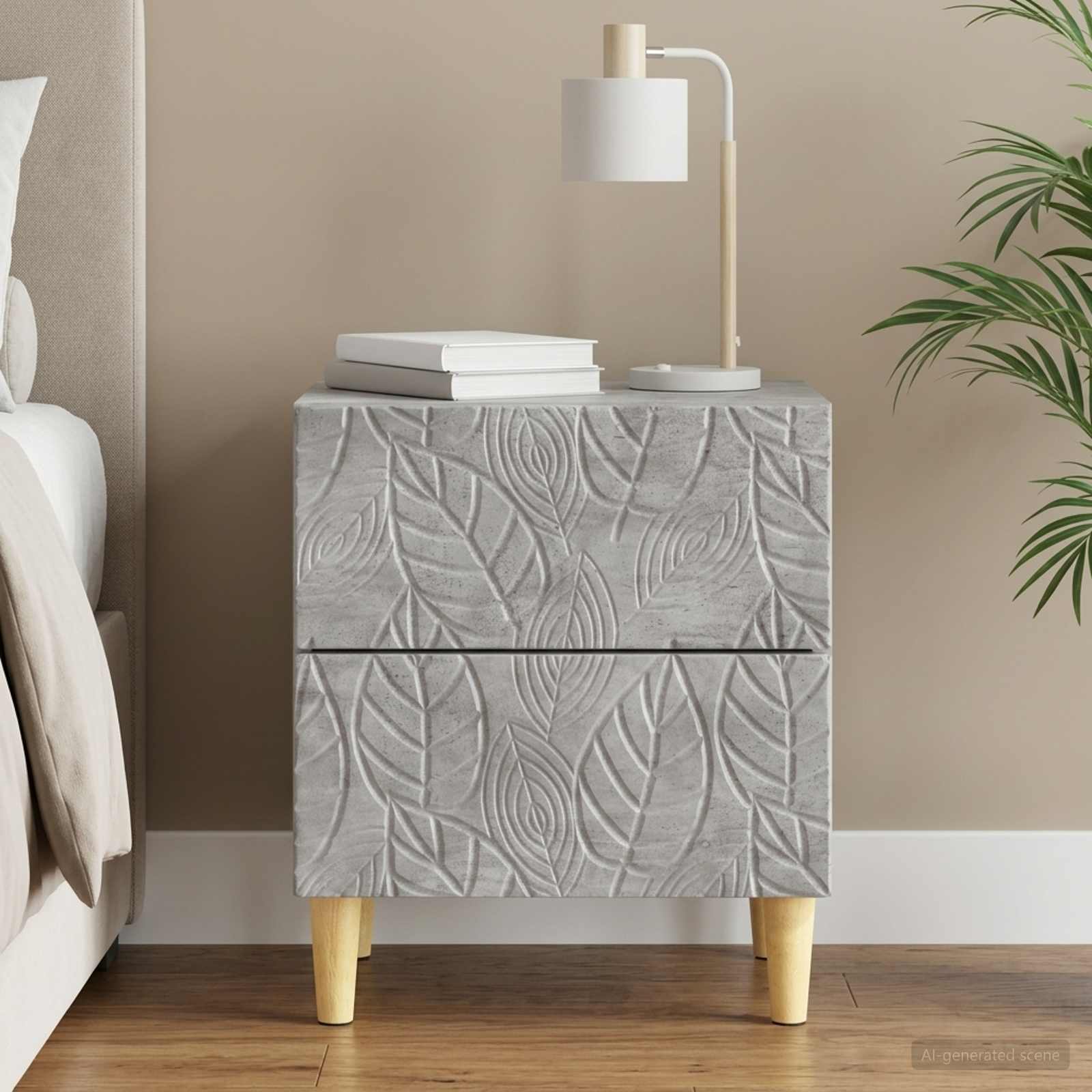 vidaXL Bedside Table Concrete Grey 43 x 34.5 x 48 cm Engineered Wood 1