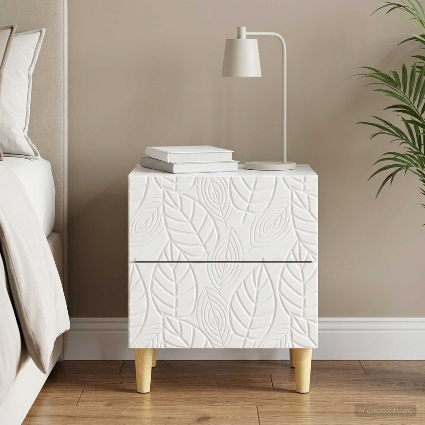 vidaXL Bedside Table High Gloss White 43 x 34.5 x 48 cm 1