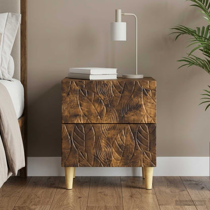 vidaXL Bedside Table Smoked Oak 43 x 34.5 x 48 cm Engineered Wood 1